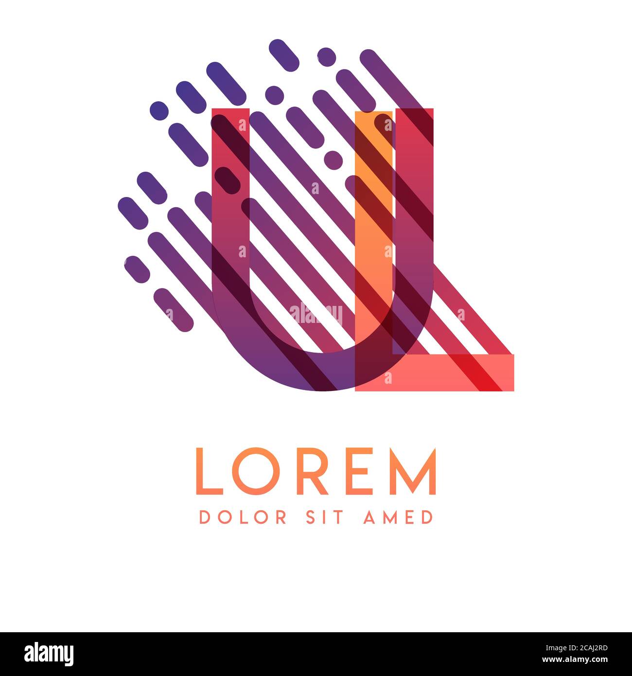 UL-Logo mit dem Thema Galaxie Geschwindigkeit und Stil, die für kreative und Business-Branchen geeignet ist. LU Letter Logo Design für alle Webseitenmedien und Stock Vektor