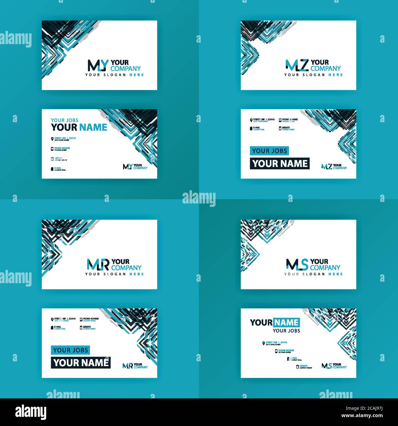 Visitenkarte buntes Alphabet Logo für Werbung, Marketing und Werbung für Unternehmen, Unternehmen, Genossenschaften und KMU. Geeignet für Print Me Stock Vektor