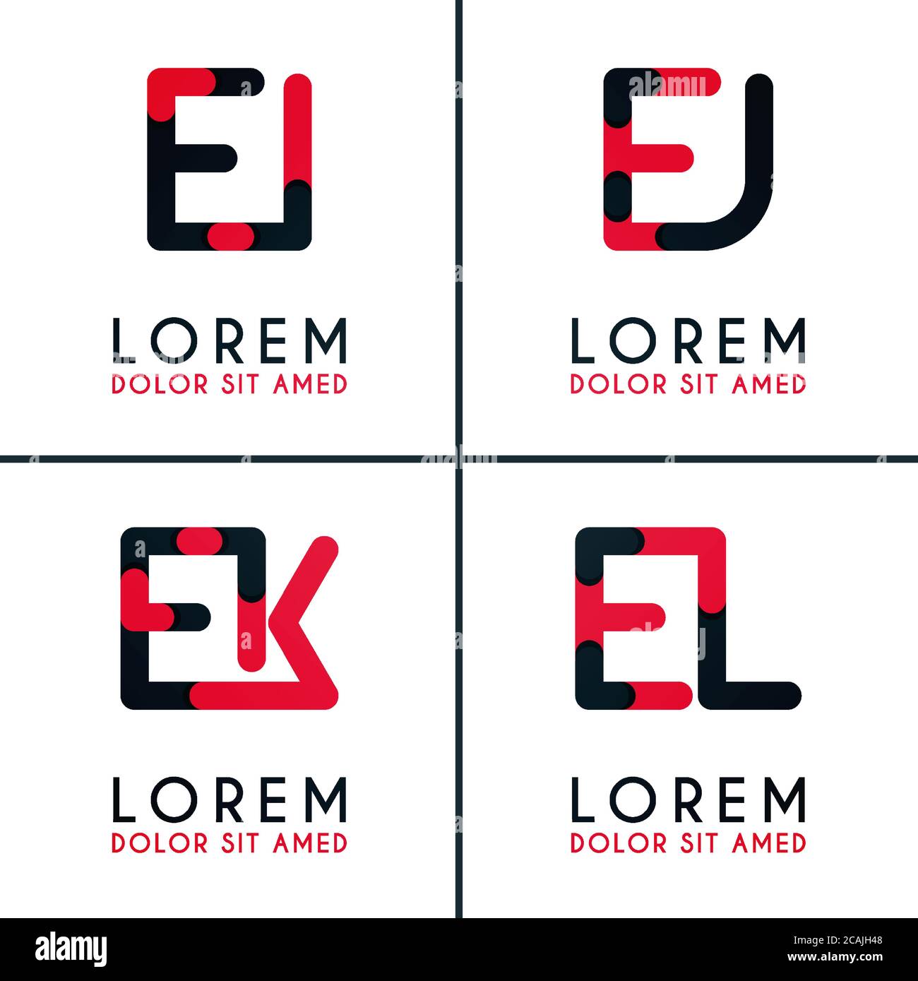Ei-Logo für Unternehmen und Unternehmen. EJ-Vorlage Logo für Poster. EK Logo Illustration kann für Webseiten und Apps sein. Buchstabe EL-Logo für soziale Medien Stock Vektor