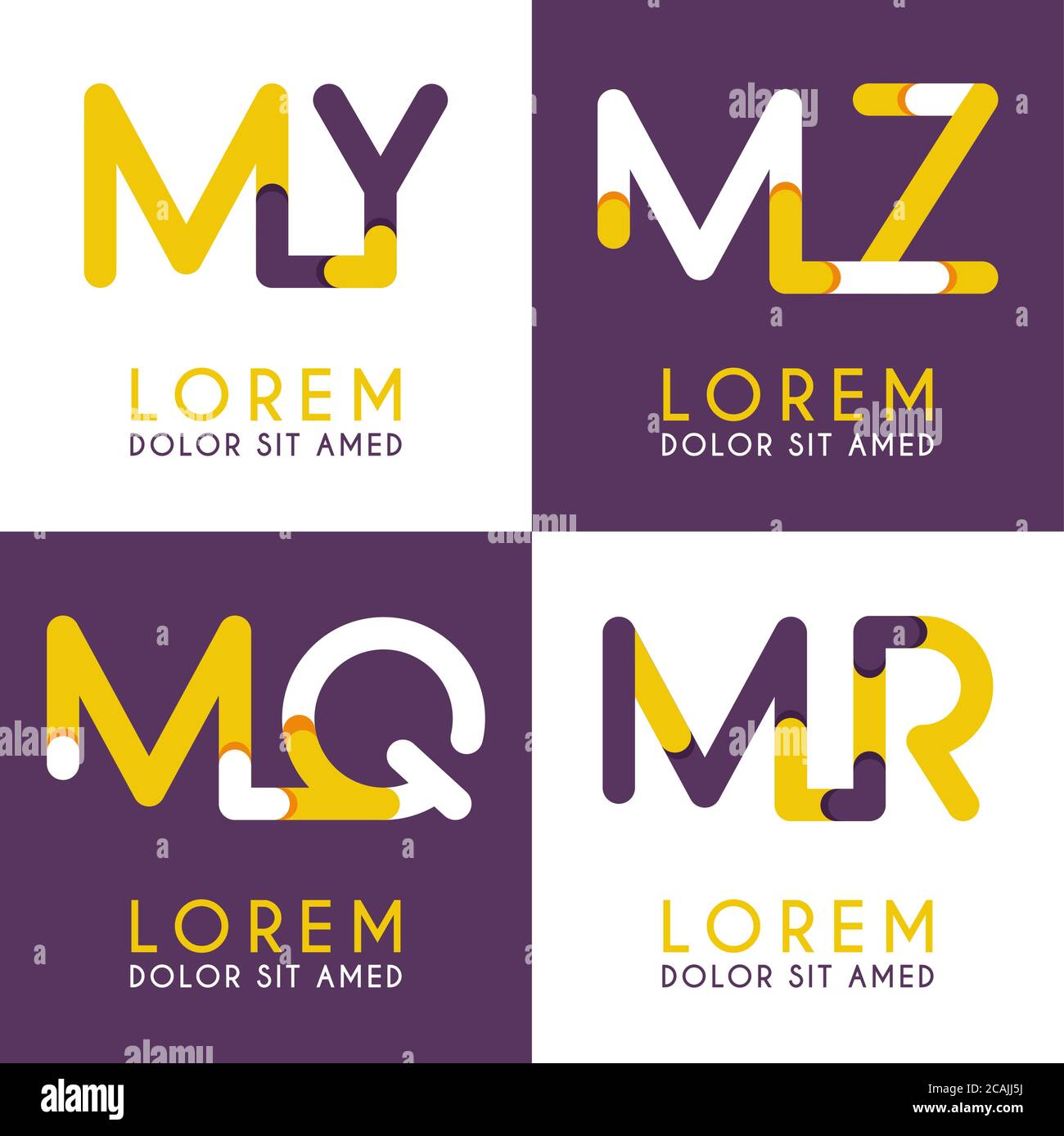 MEIN Logo für Unternehmen und Unternehmen. MZ-Vorlage Logo für Poster. MQ Logo Illustration kann für Websites und Apps sein. Schreiben MR-Logo für soziale Medien Stock Vektor