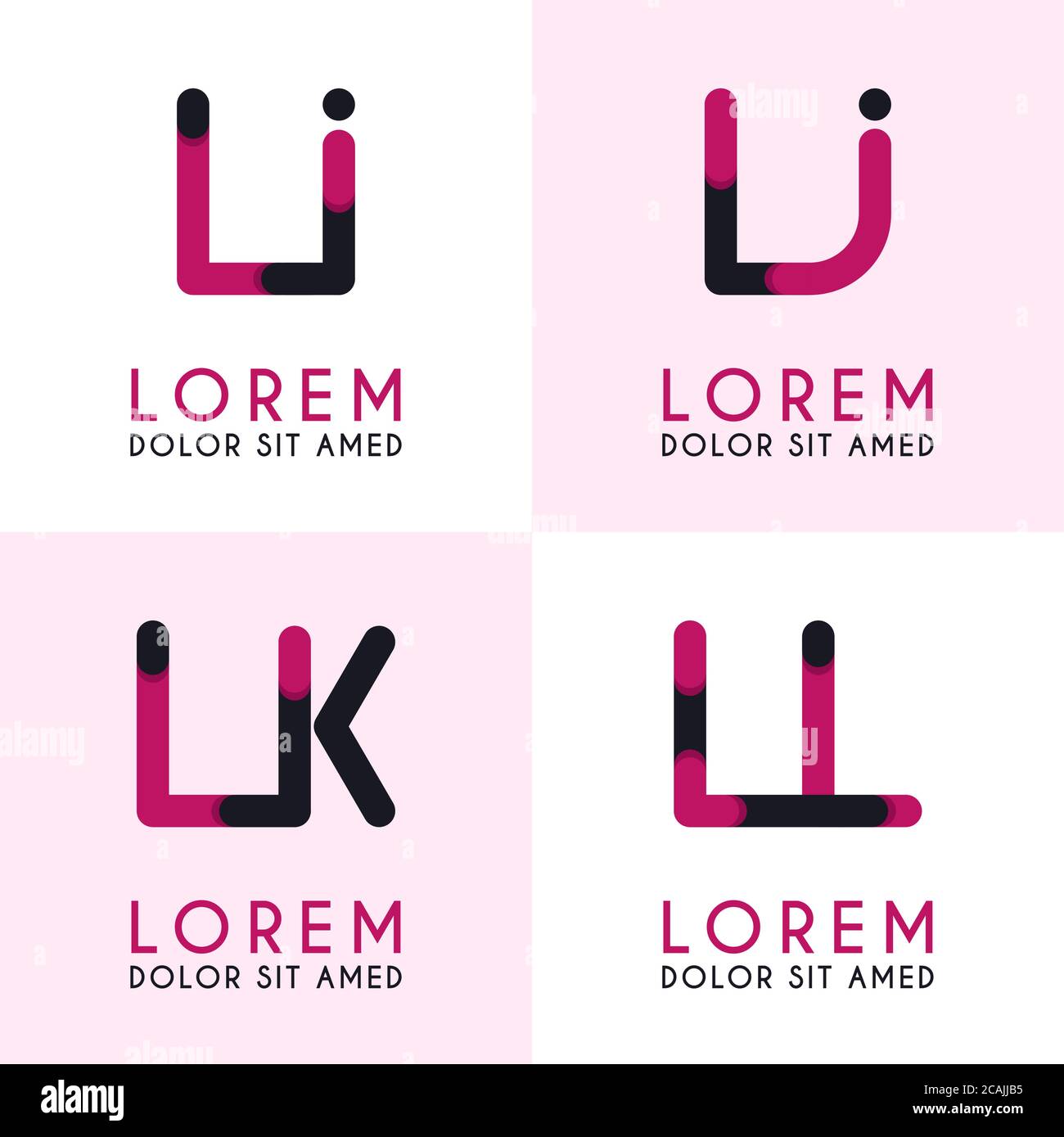 LI-Logo für Unternehmen und Unternehmen. LJ Vorlage Logo für Poster. LK Logo Illustration kann für Websites und Apps sein. Buchstabe LL-Logo für soziale Medien Stock Vektor