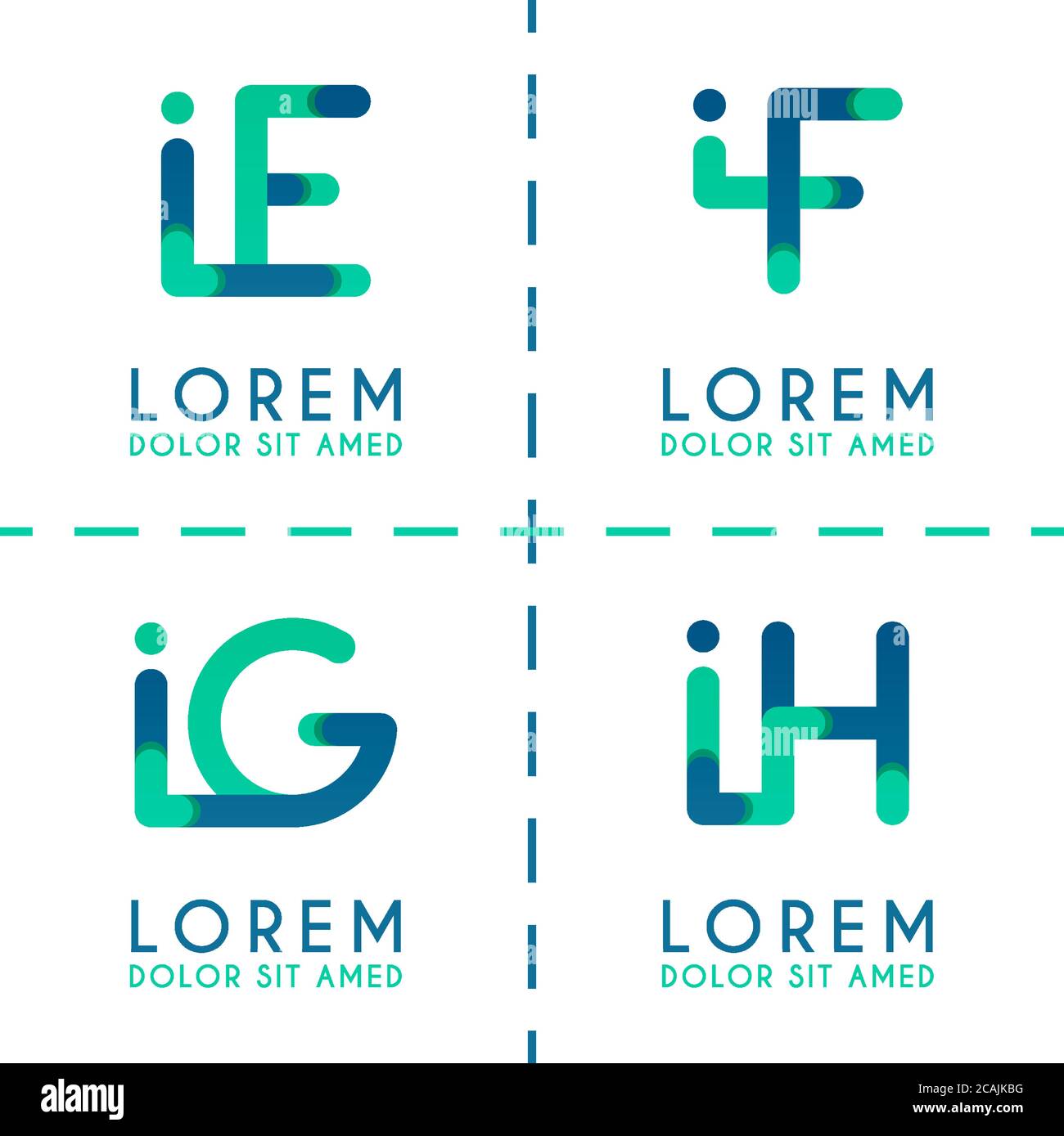 IE-Logo für Unternehmen und Unternehmen. WENN Vorlage Logo für Poster. IG-Logo-Illustration kann für Websites und Apps sein. IH-Logo für soziale Medien Stock Vektor