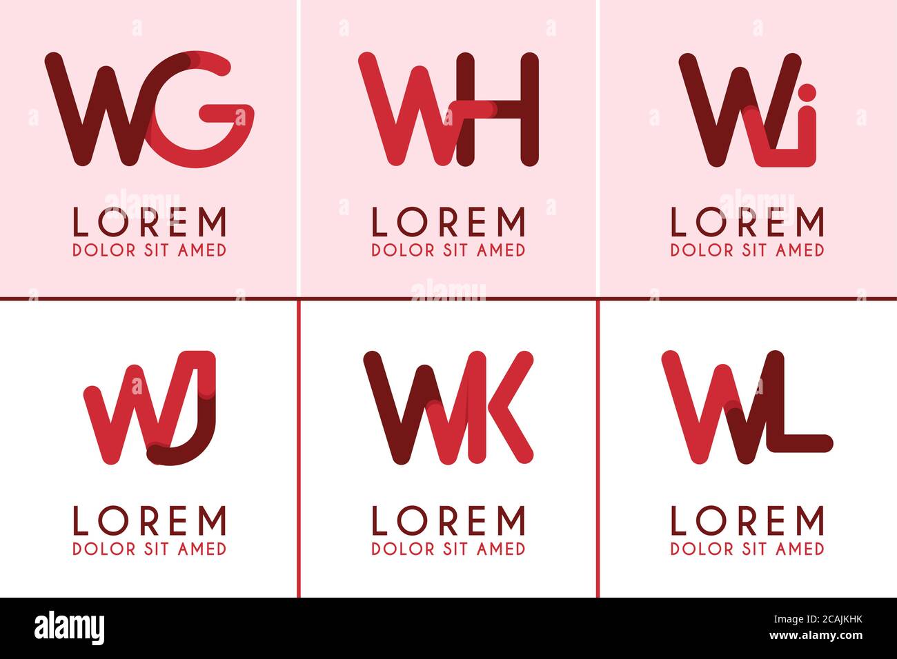 WG Logo Logo für Unternehmen und Unternehmen.WH Template Logo für Poster. DIE ABBILDUNG DES WI-Logos kann für Websites verwendet werden. WJ-Logo für soziale Medien. WK-Logo Stock Vektor