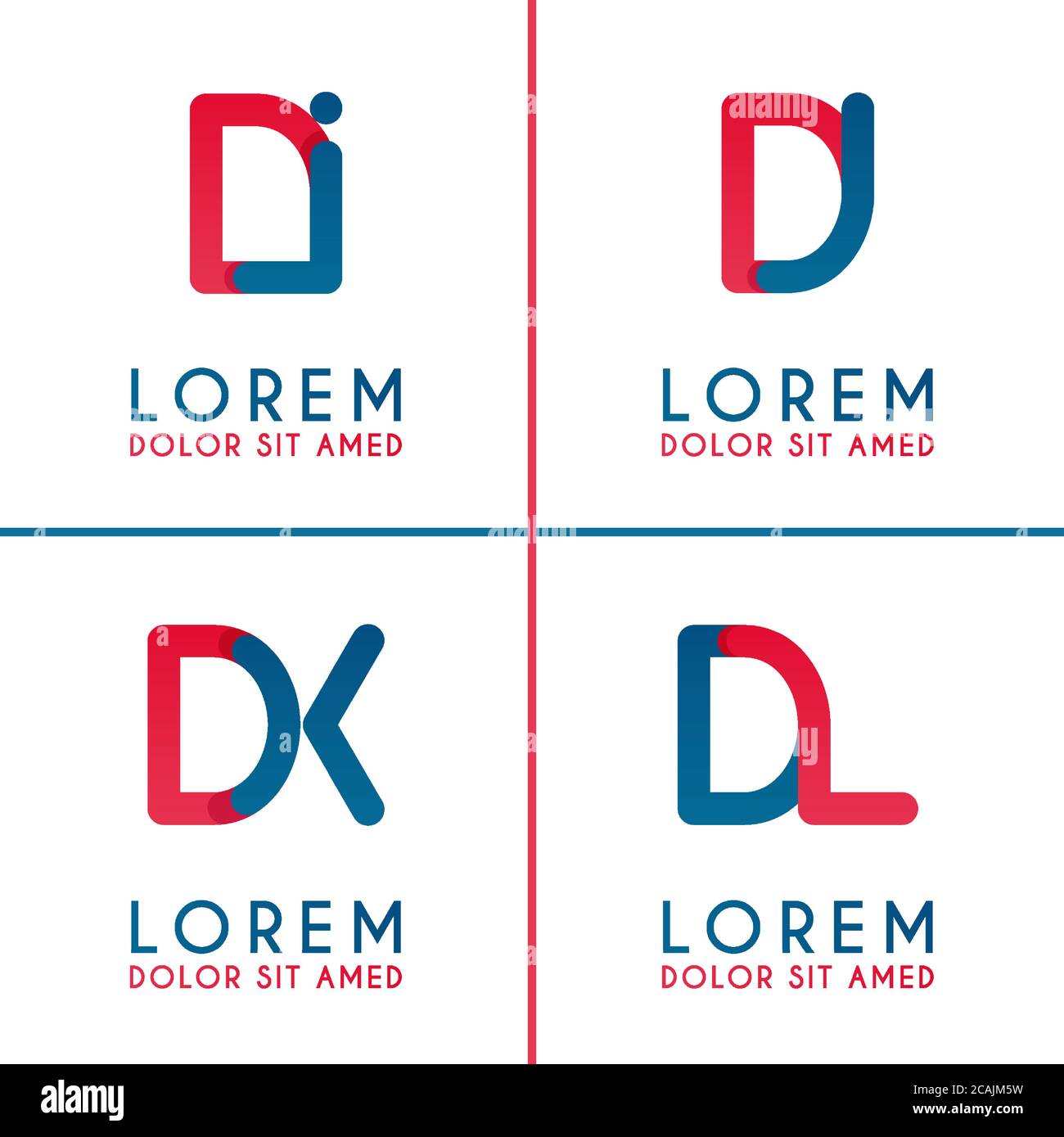 DI-Logo für Unternehmen und Unternehmen. DJ Vorlage Logo für Poster. Die Darstellung des DK-Logos kann für Websites und Apps verwendet werden. DL-Logo für soziale Medien Stock Vektor