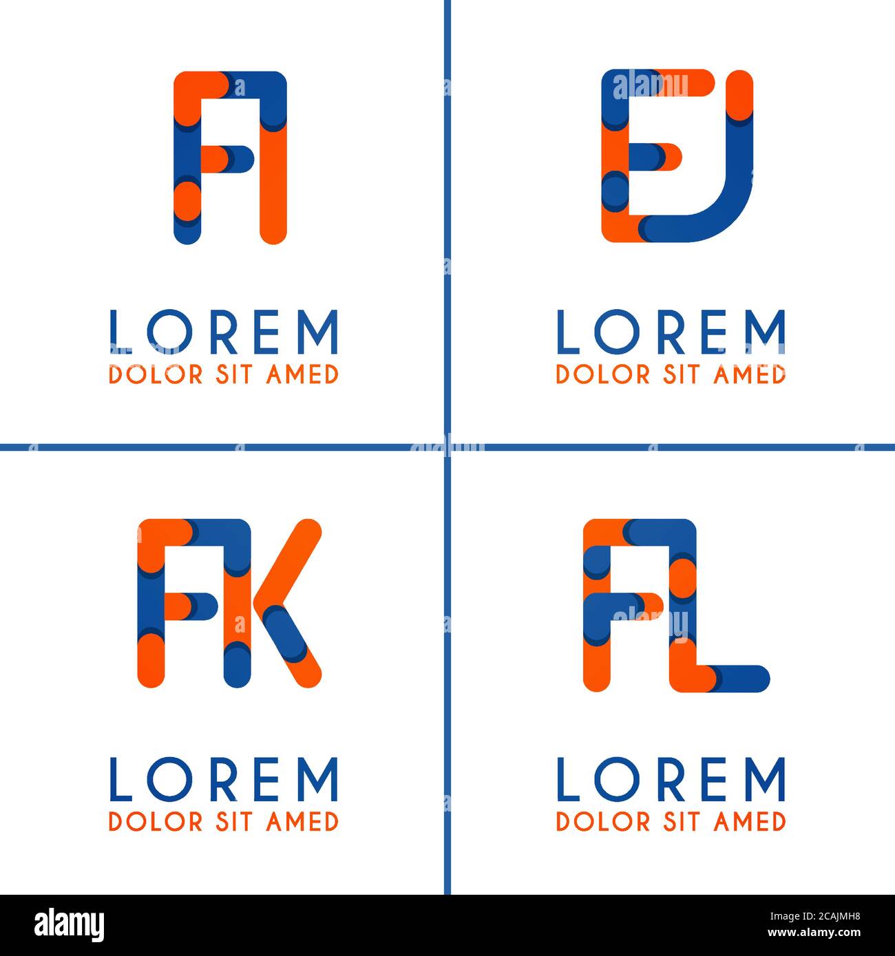 FI-Logo für Unternehmen und Unternehmen. FJ-Vorlage Logo für Poster. FK Logo Illustration kann für Websites und Apps sein. Buchstabe FL-Logo für soziale Medien Stock Vektor