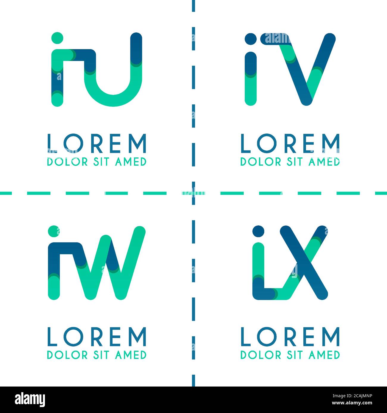 IU-Logo für Unternehmen und Unternehmen. IV Vorlage Logo für Poster. IW-Logo-Illustration kann für Websites und Apps sein. Logo mit dem Buchstaben IX für soziale Medien Stock Vektor