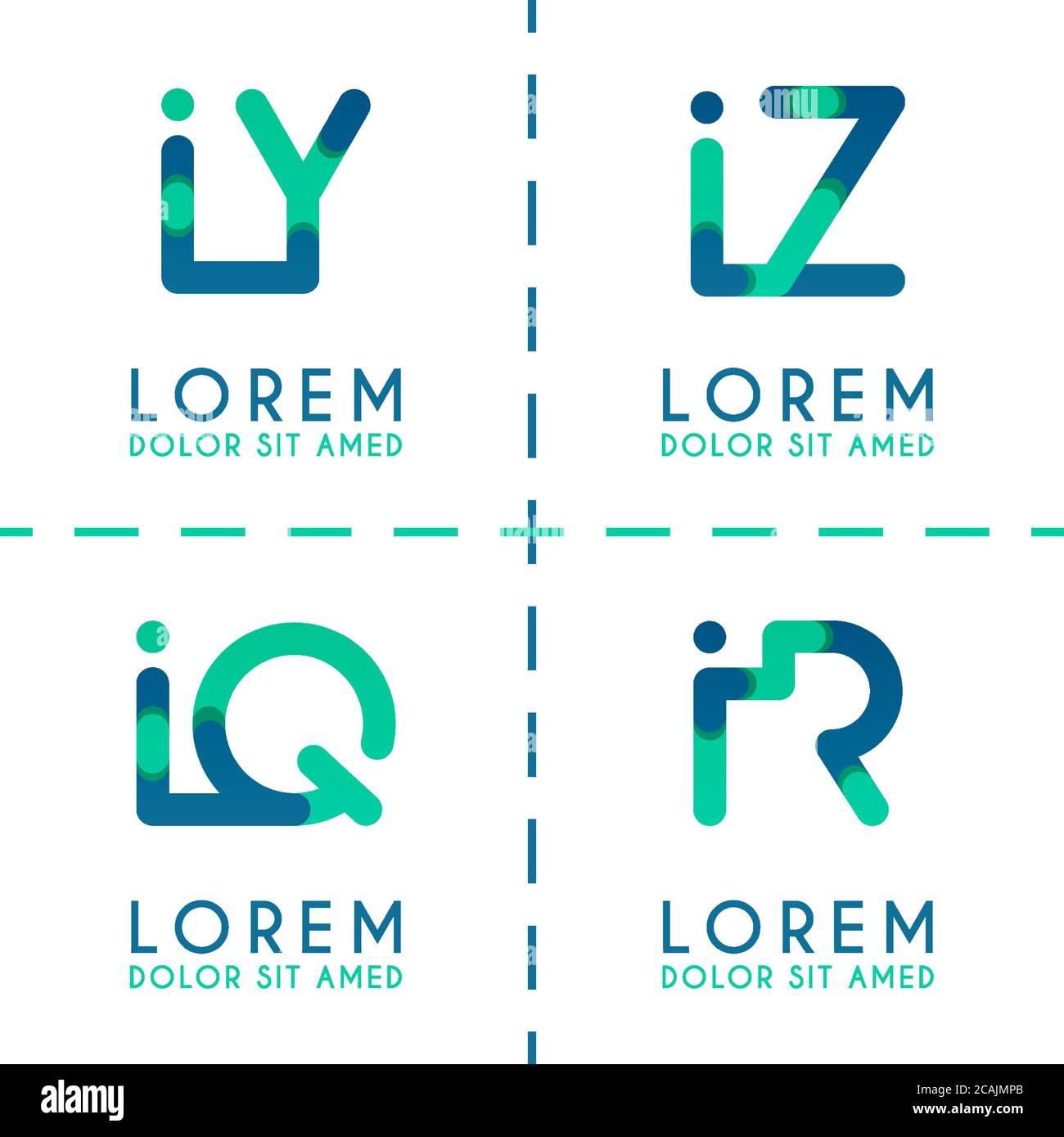 IY-Logo für Unternehmen und Unternehmen. IZ Vorlage Logo für Poster. IQ-Logo-Illustration kann für Websites und Apps sein. IR-Logo für soziale Medien Stock Vektor