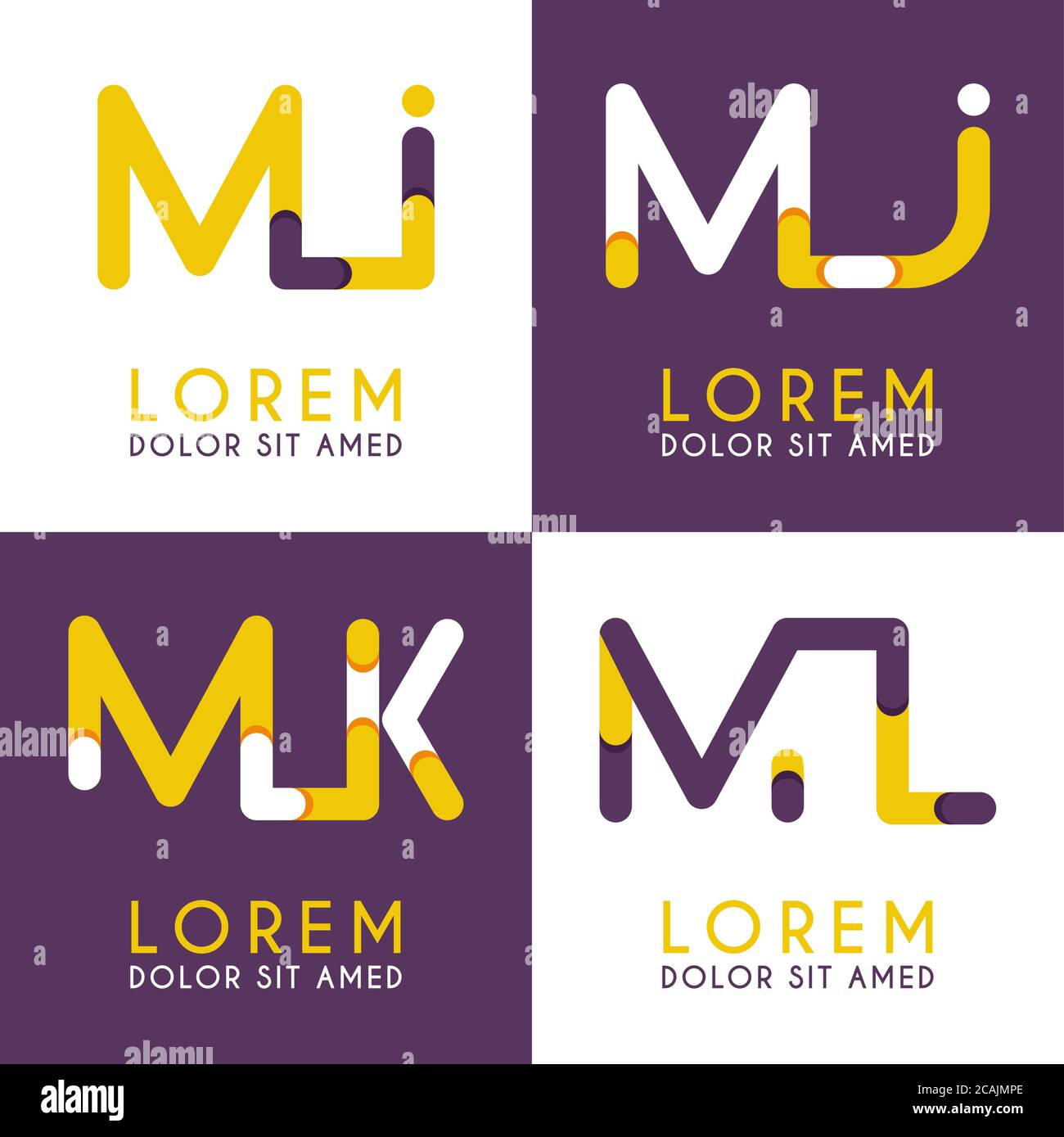 MI-Logo für Unternehmen und Unternehmen. MJ-Vorlage Logo für Poster. MK Logo Illustration kann für Websites und Apps sein. Buchstabe ML Logo für soziale Medien Stock Vektor