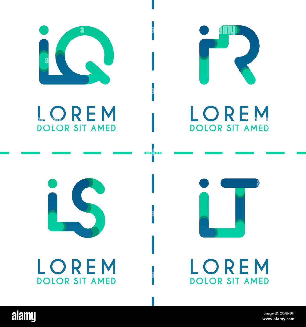 IQ-Logo für Unternehmen und Unternehmen. IR-Vorlagenlogo für Poster. IS-Logo-Illustration kann für Websites und Apps sein. Letter IT-Logo für soziale Medien Stock Vektor