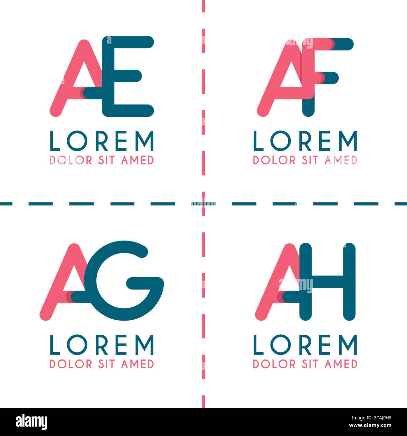 AE-Logo für Unternehmen und Unternehmen. AF-Vorlage Logo für Poster-Design. AG-Logo-Illustration kann für Websites und Apps sein. Buchstabe AH Logo für soziale Medien Stock Vektor