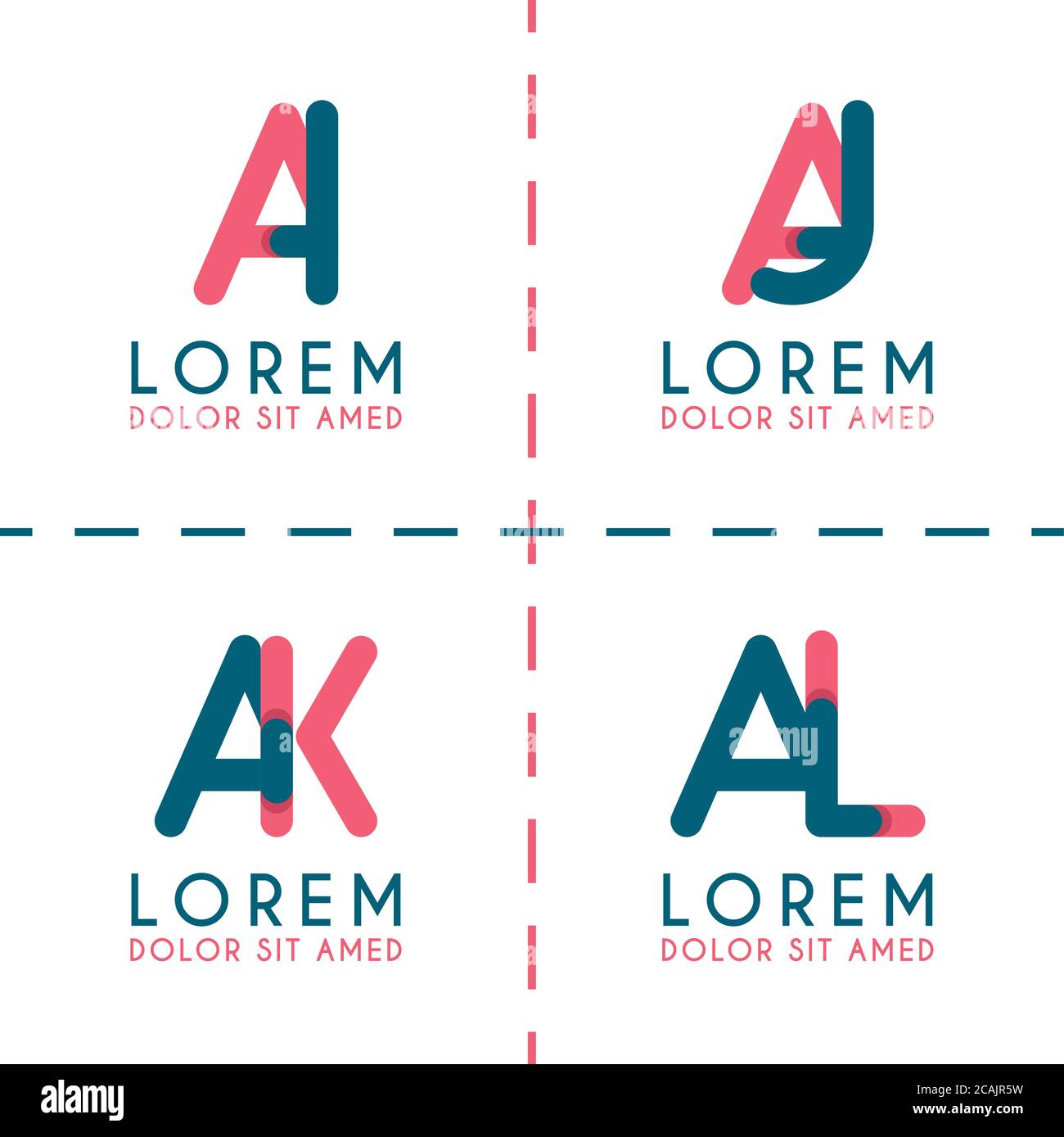 AI-Logo für Unternehmen und Unternehmen. AJ-Vorlage Logo für Poster-Design. AK-Logo-Illustration kann für Websites und Apps sein. Letter AL Logo für Social Media Stock Vektor
