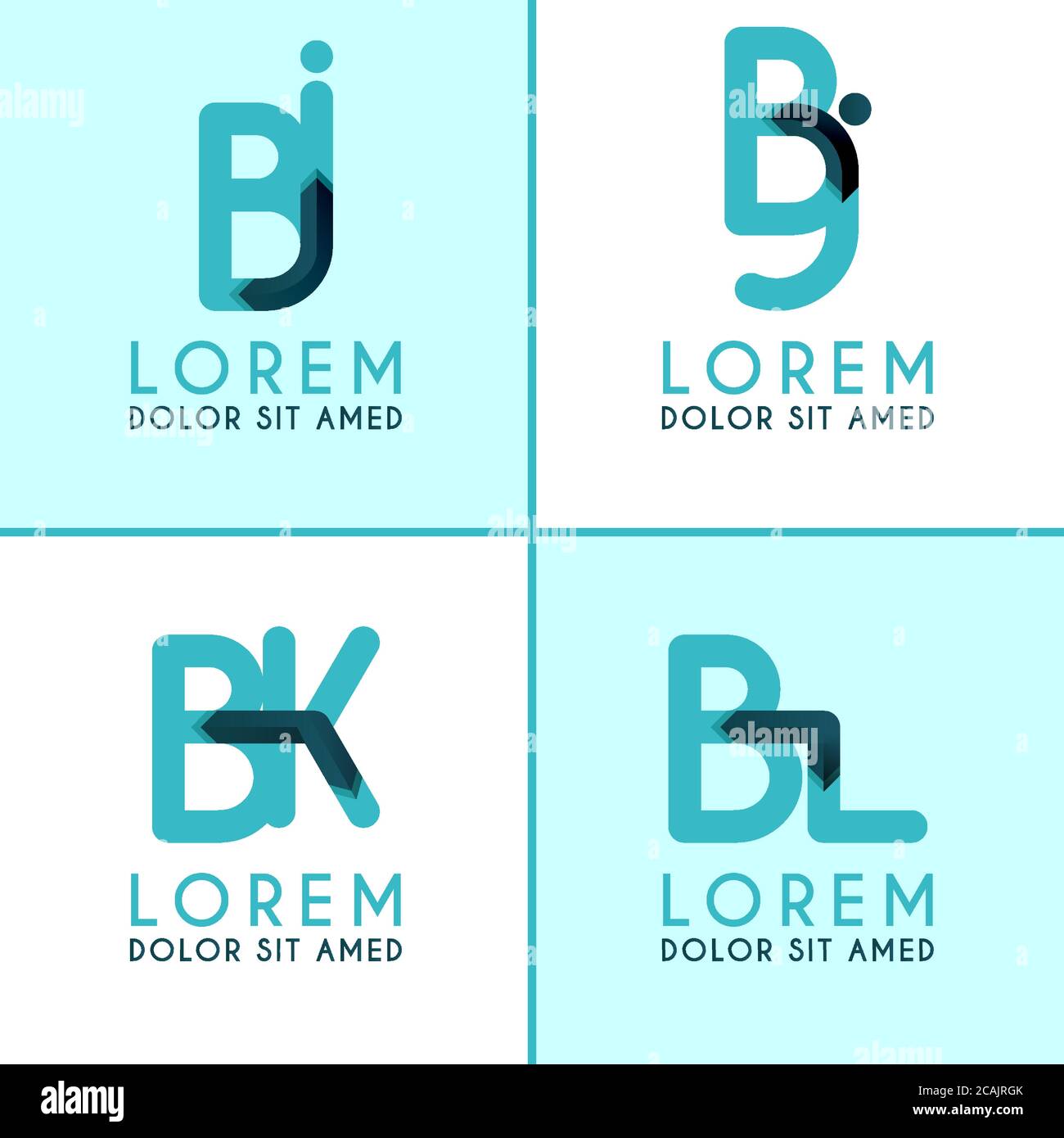 BI-Logo für Unternehmen und Unternehmen. BJ Vorlage Logo für Poster. BK-Logo-Illustration kann für Websites und Apps sein. BL-Logo für soziale Medien Stock Vektor