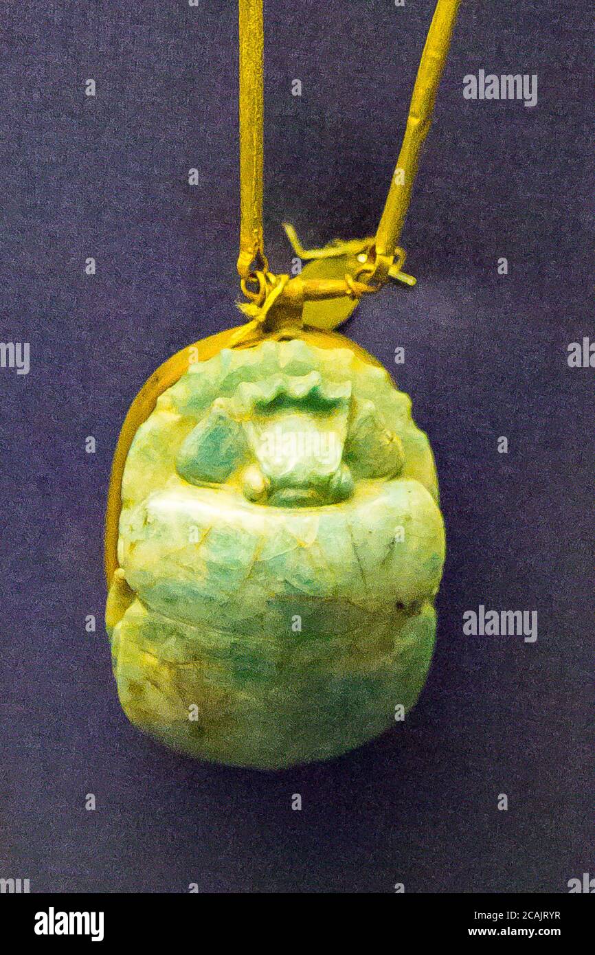 Ägypten, Kairo, Ägyptisches Museum, Schmuck der königlichen Nekropole von Tanis : Amulett in der Beerdigung von Wendjebauendjed gefunden. Stockfoto