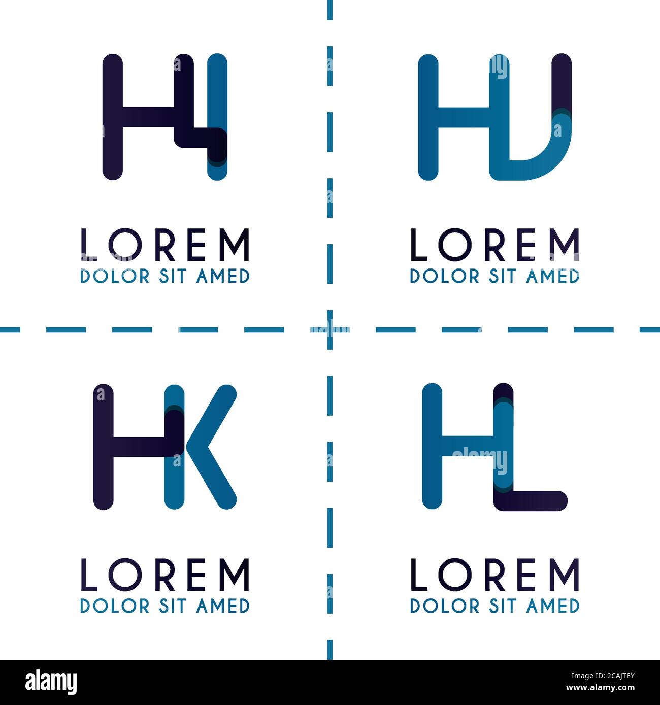 HI-Logo für Unternehmen und Unternehmen. HJ-Vorlage Logo für Poster. HK Logo Illustration kann für Websites und Apps sein. HL-Logo für soziale Medien Stock Vektor