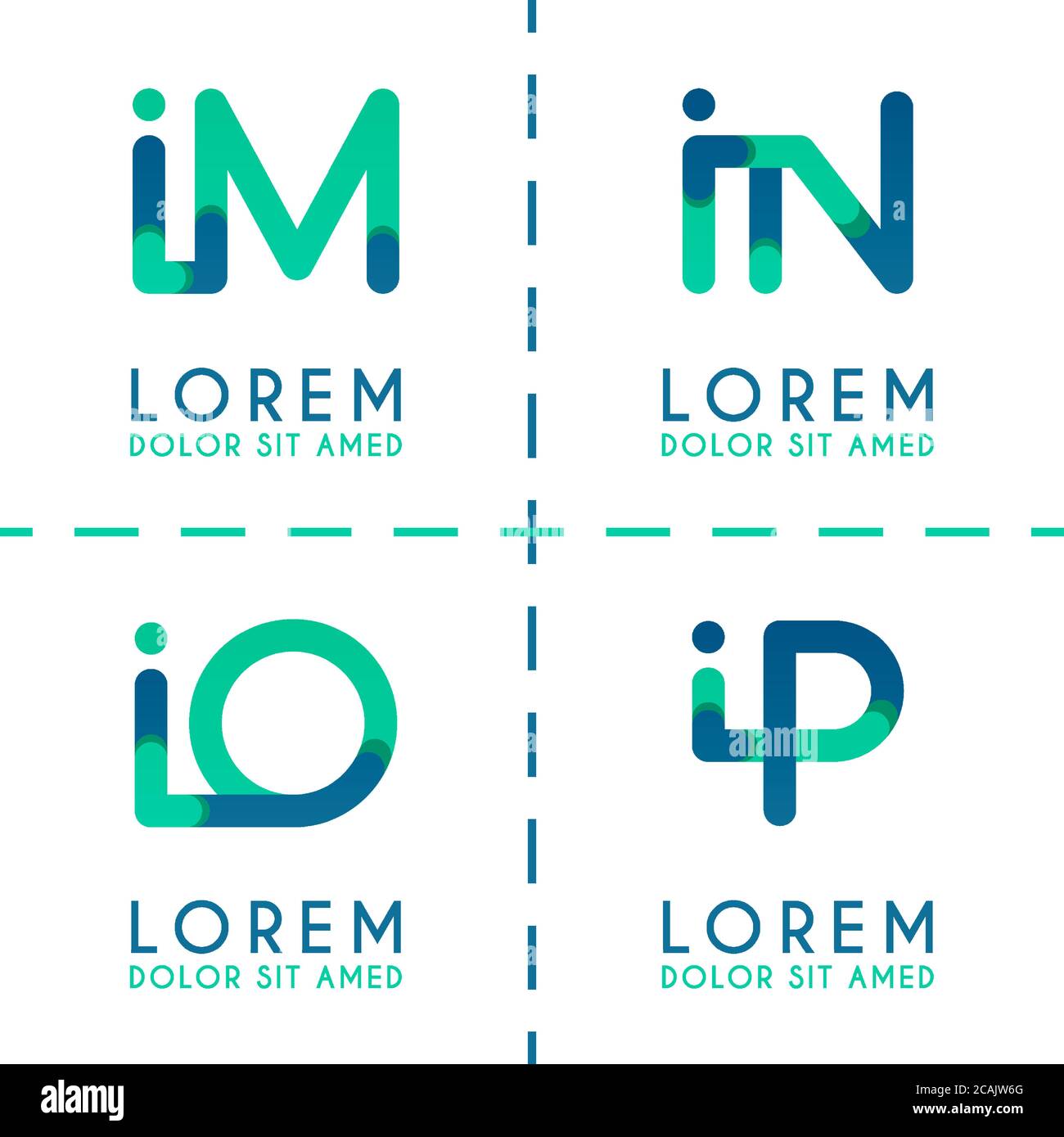 IM-Logo für Unternehmen und Unternehmen. IN Vorlage Logo für Poster. IO Logo Illustration kann für Websites und Apps sein. IP-Logo für soziale Medien Stock Vektor