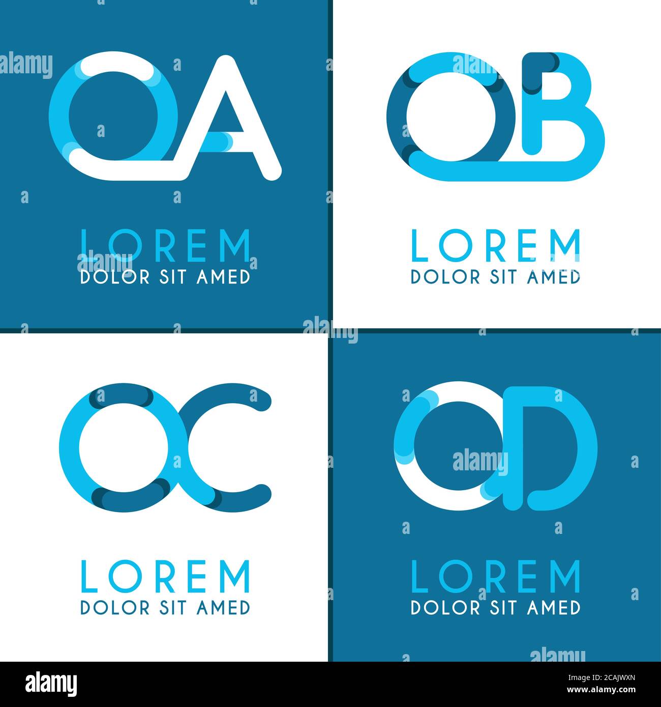 OA-Logo für Unternehmen und Unternehmen. Ob-Vorlage Logo für Poster-Design. OC-Logo-Illustration kann für Websites und Apps sein. Logo mit OD-Schriftzug für Socia Stock Vektor