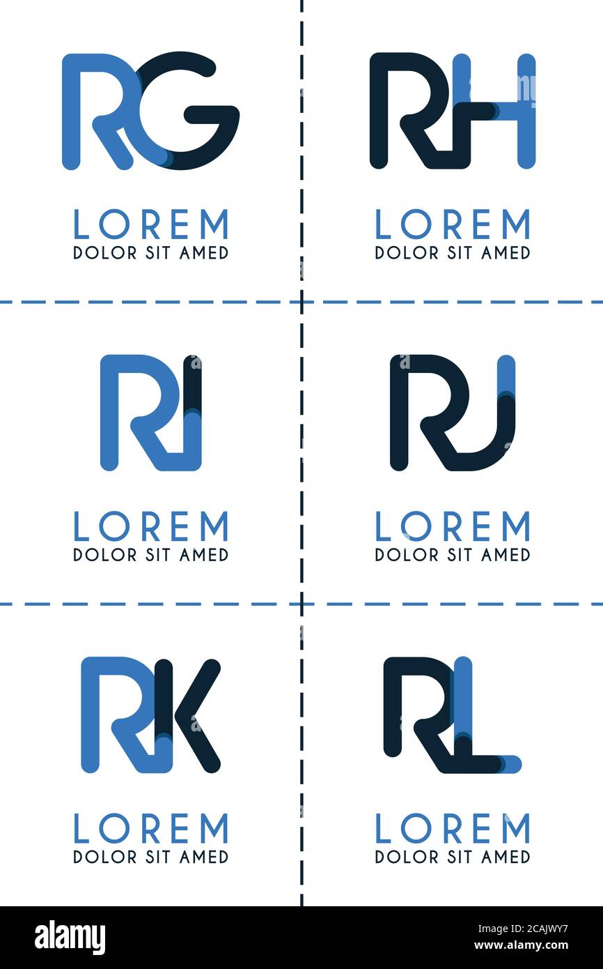 RG Logo Logo für Unternehmen und Unternehmen.RH Template Logo für Poster. RI Logo Illustration kann für Websites sein. RJ-Logo für soziale Medien. RK-Logo Stock Vektor