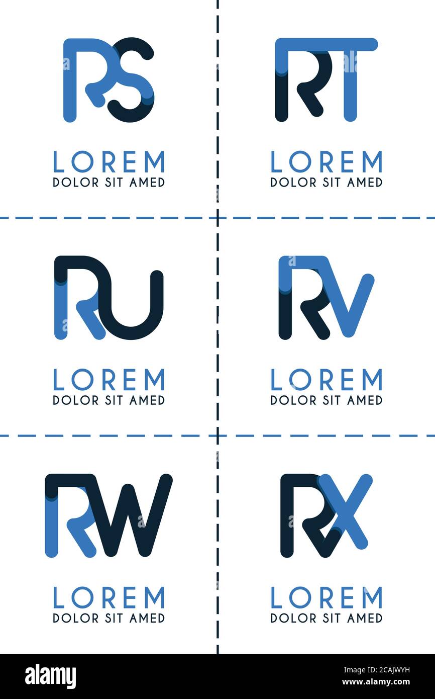 RS Logo Logo für Unternehmen und Company.RT Vorlage Logo für Poster. RU Logo Illustration kann für Websites sein. Buchstabe RV-Logo für soziale Medien. RW-Logo Stock Vektor