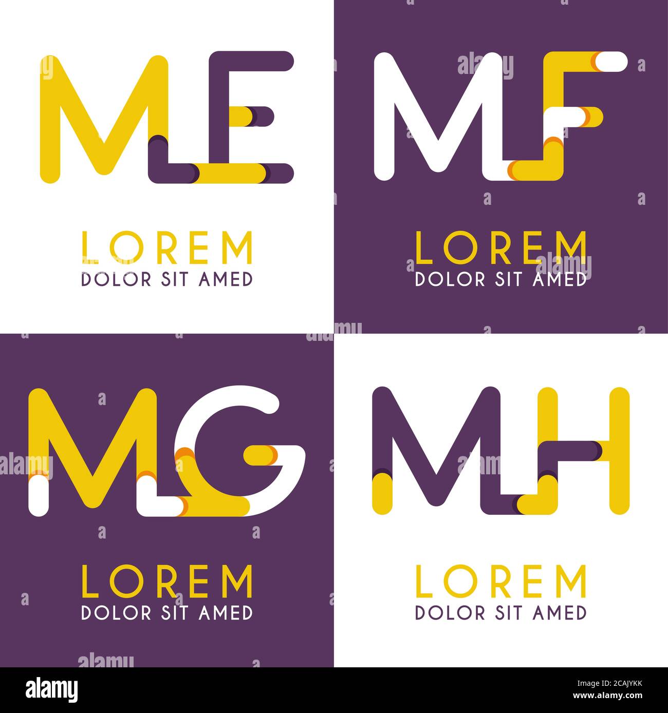 ME-Logo für Unternehmen und Unternehmen. MF Template Logo für Poster. MG Logo Illustration kann für Websites und Apps sein. Buchstabe MH-Logo für soziale Medien Stock Vektor