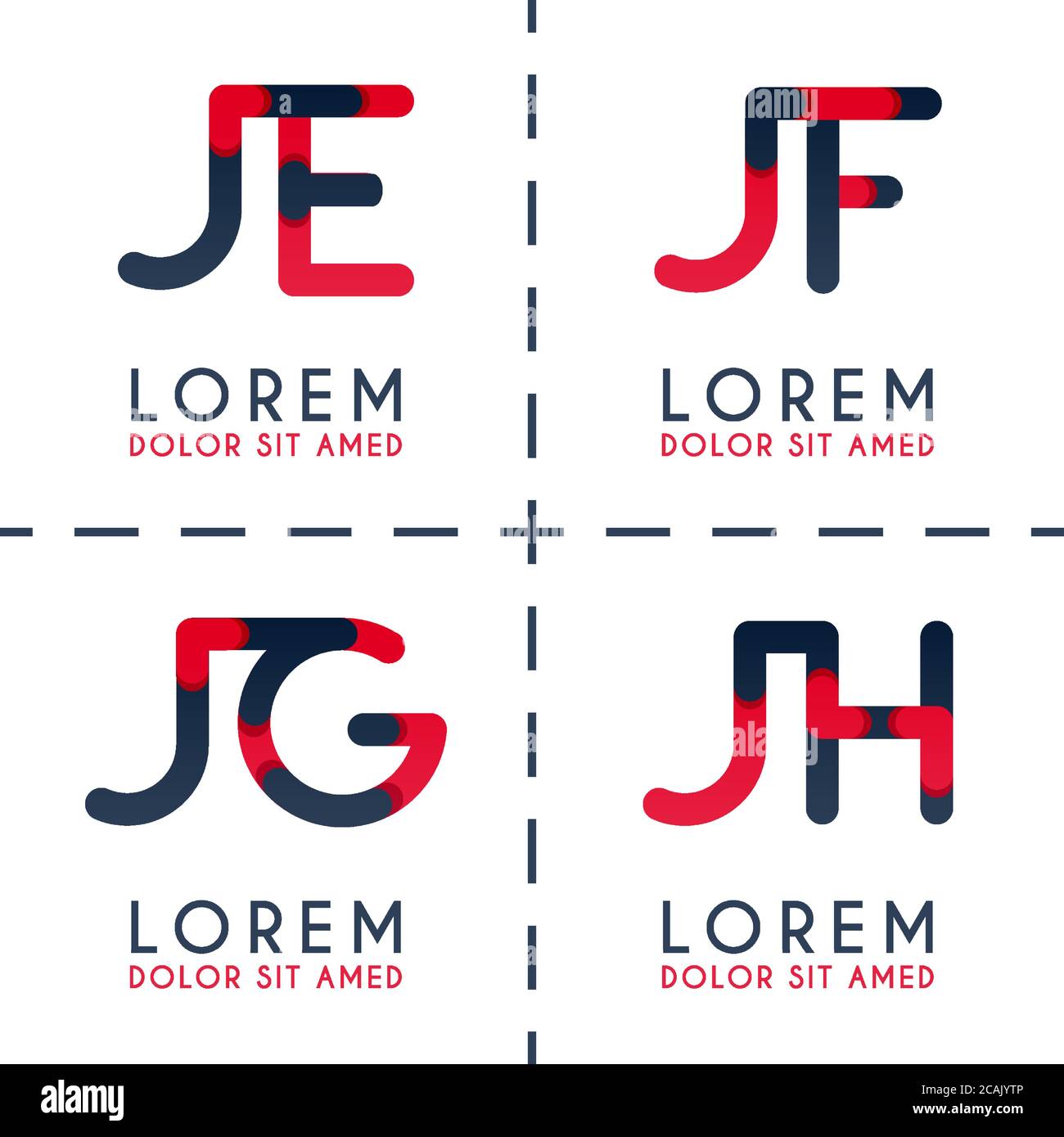 JE Logo für Unternehmen und Unternehmen. JF-Vorlagenlogo für Poster. JG Logo Illustration kann für Websites und Apps sein. JH-Logo für soziale Medien Stock Vektor