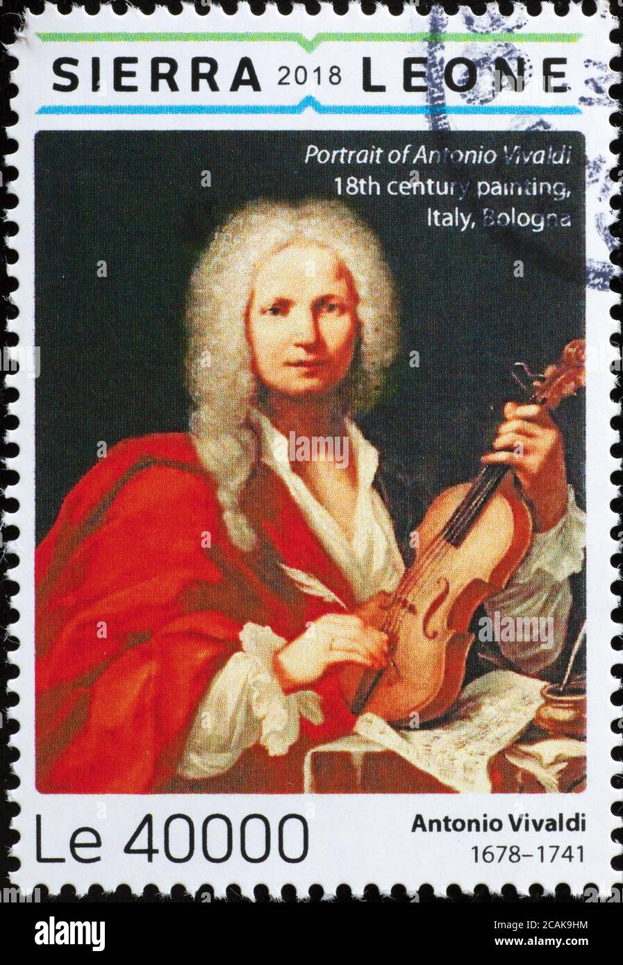 Porträt des italienischen Komponisten Antonio Vivaldi auf Briefmarke Stockfoto