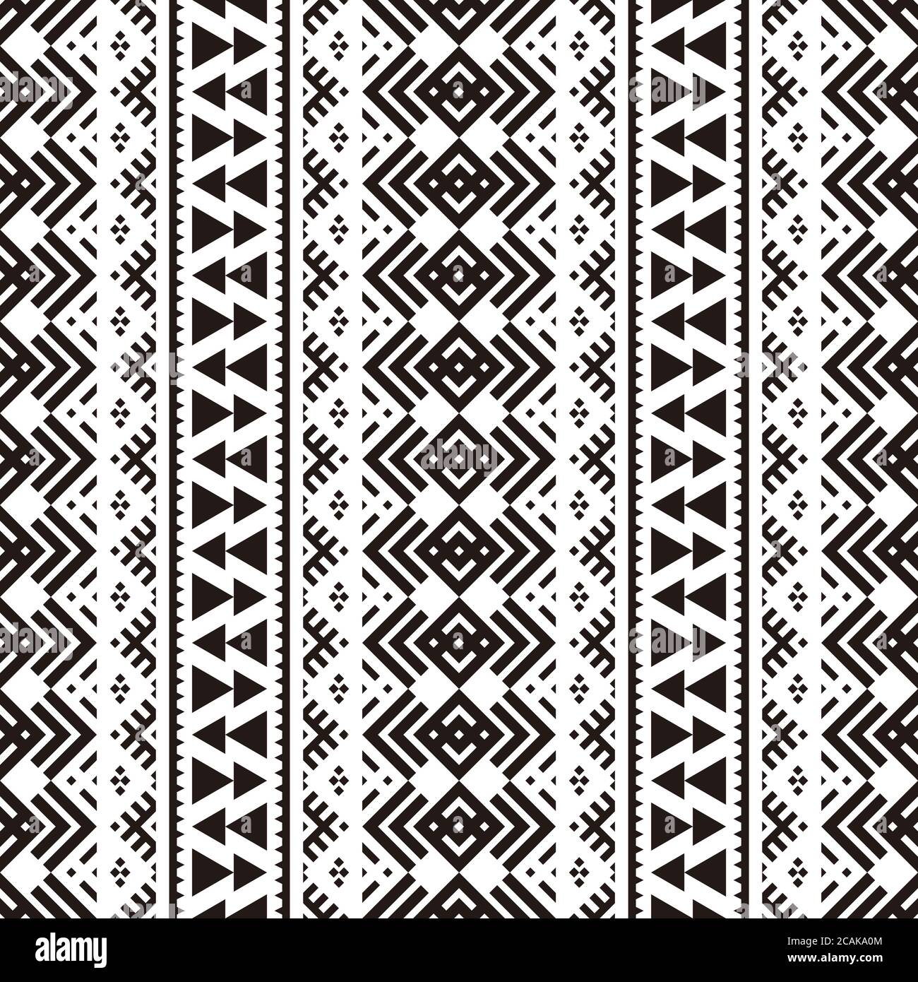 Geometrisches, nahtloses Muster, Ethnic Texture Design-Vektor in Schwarzweiß Stock Vektor