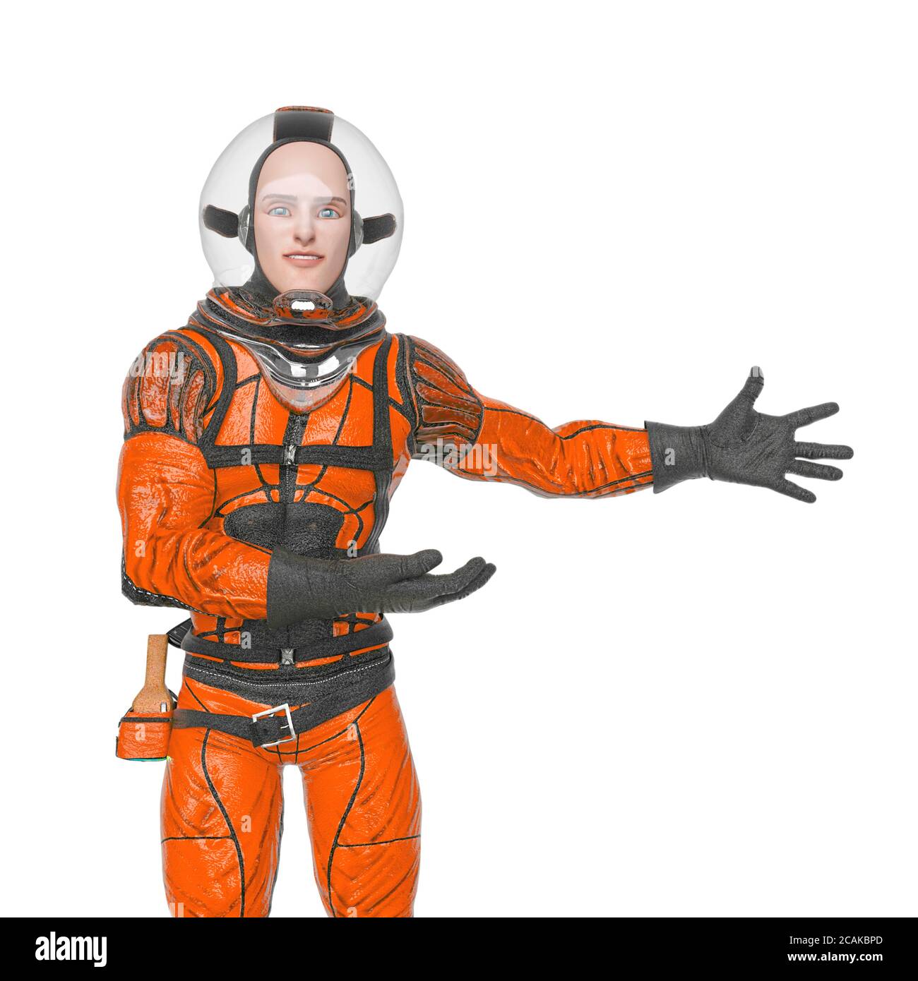 Retro-Weltraum-Astronaut stellt jemand vor, 3d-Illustration Stockfoto