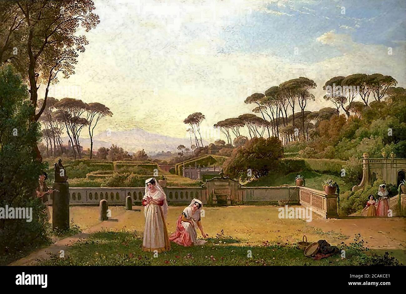 Catel Franz Ludwig - Garten der Villa Doria Pamphilj in Rom - Deutsche Schule - 19. Und Anfang des 20. Jahrhunderts Stockfoto
