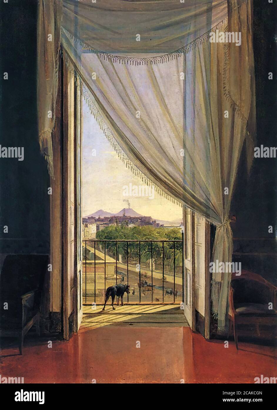 Catel Franz Ludwig - Blick auf Neapel durch ein Fenster - Deutsche Schule - 19. Jahrhundert Stockfoto