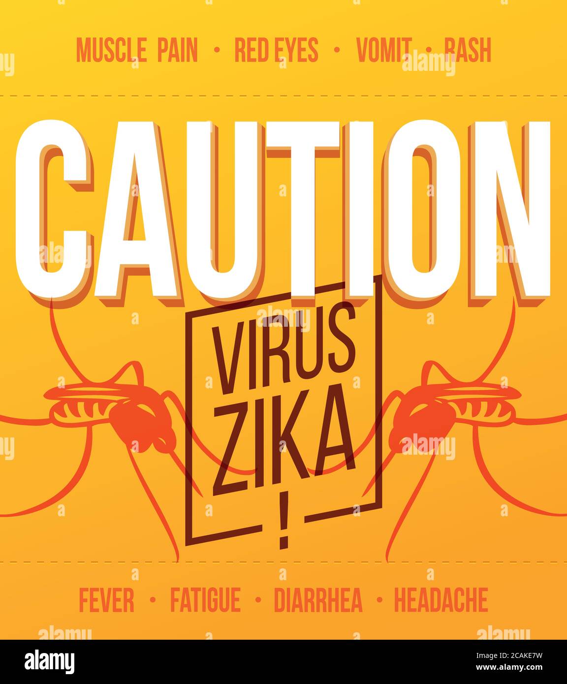 Zika Virus Poster Konzept. Warnung Vorsicht Zika-Virus-Krankheit. Vektorgrafik Stock Vektor