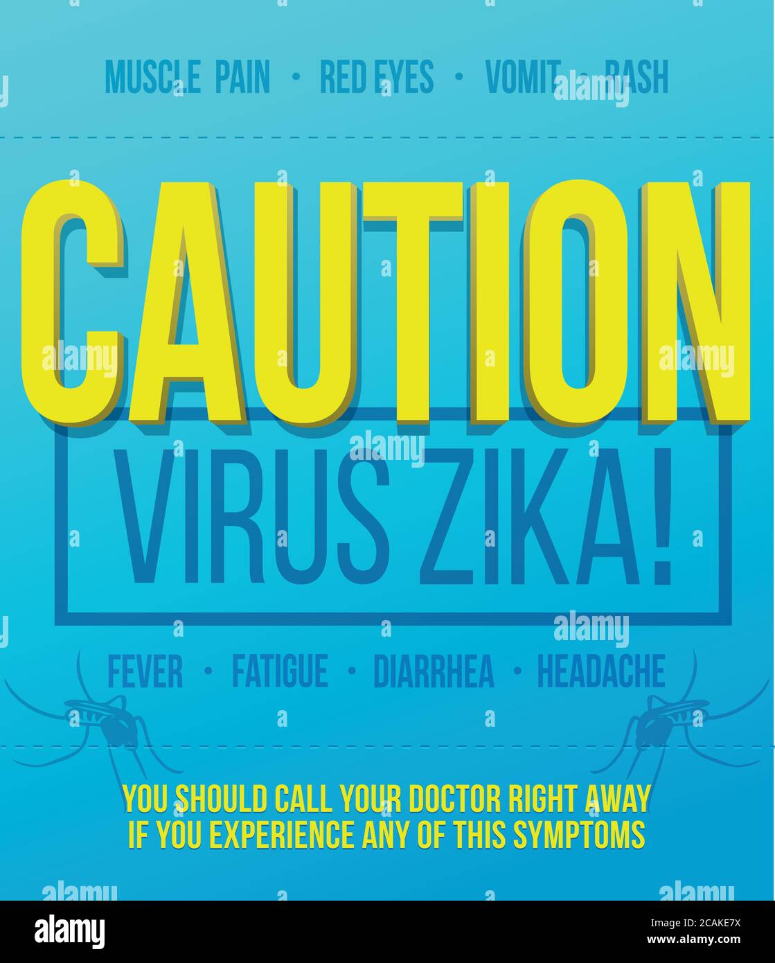 Zika Virus Poster Konzept. Warnung Vorsicht Zika-Virus-Krankheit. Vektorgrafik Stock Vektor