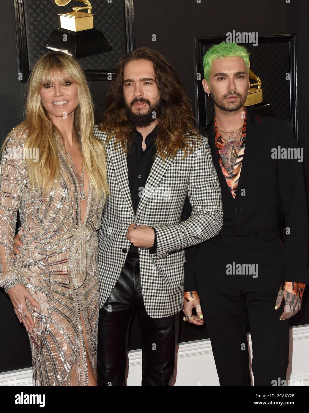 LOS ANGELES - JAN 26: Heidi Klum, Tom Kaulitz, Bill Kaulitz bei den 62. Grammy Awards im Staples Center am 26. Januar 2020 in Los Angeles, CA Stockfoto