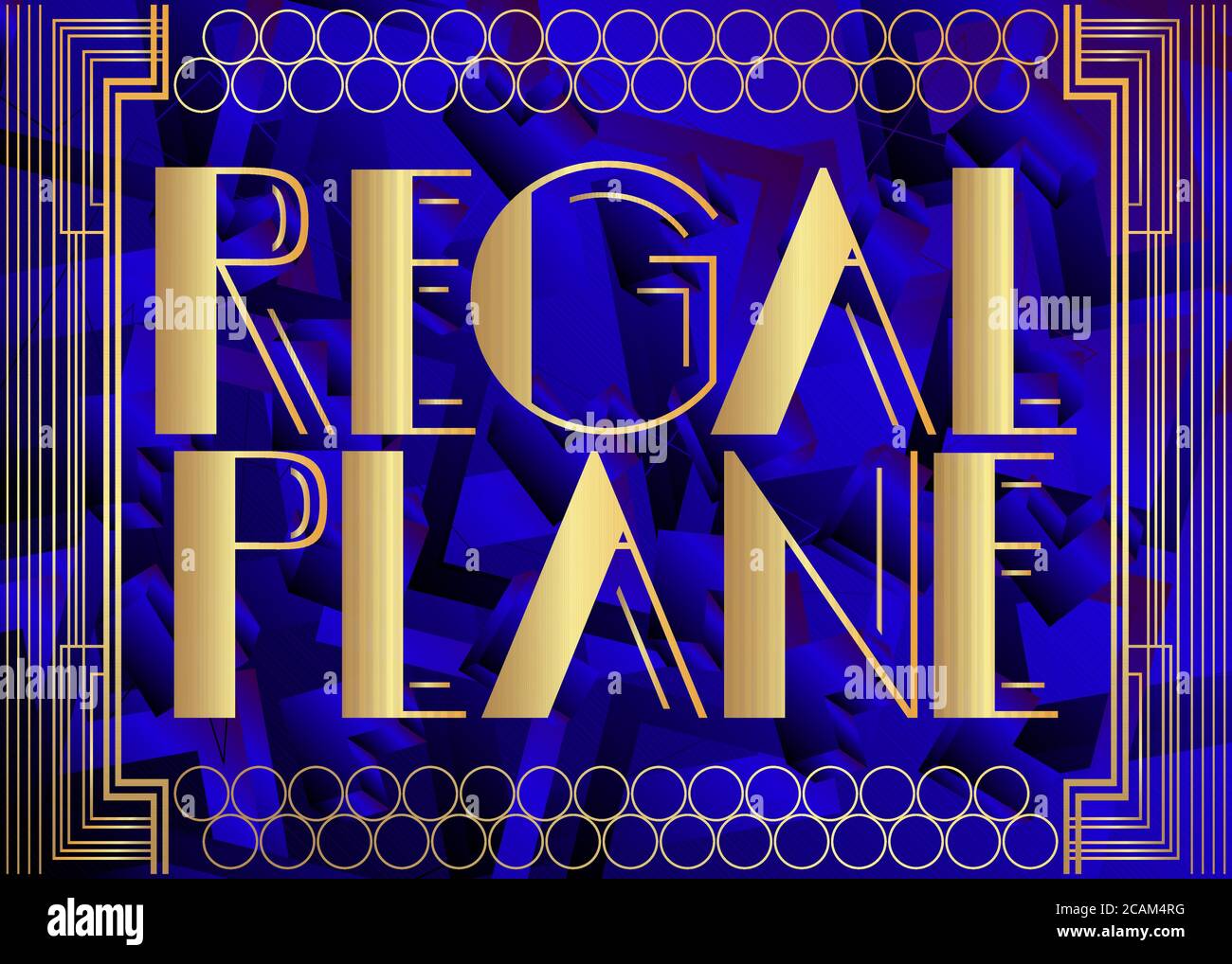 Art Deco Regal Ebene Text. Dekorative Grußkarte, Schild mit Vintage-Buchstaben. Stock Vektor