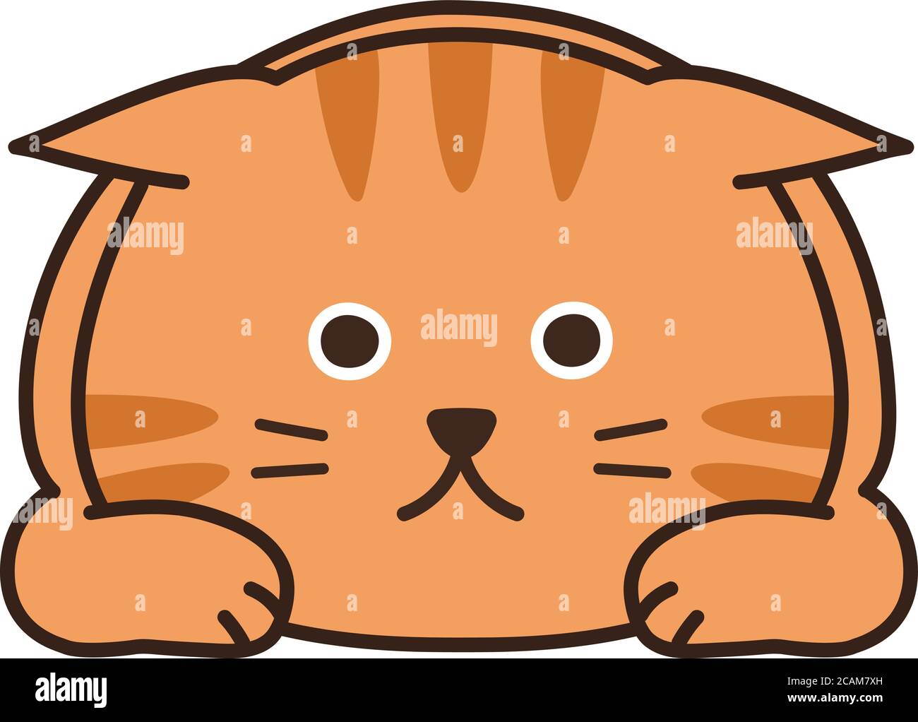 Tabby Katze liegend mit Flugzeug Ohr. Vektorgrafik isoliert auf weißem Hintergrund. Stock Vektor