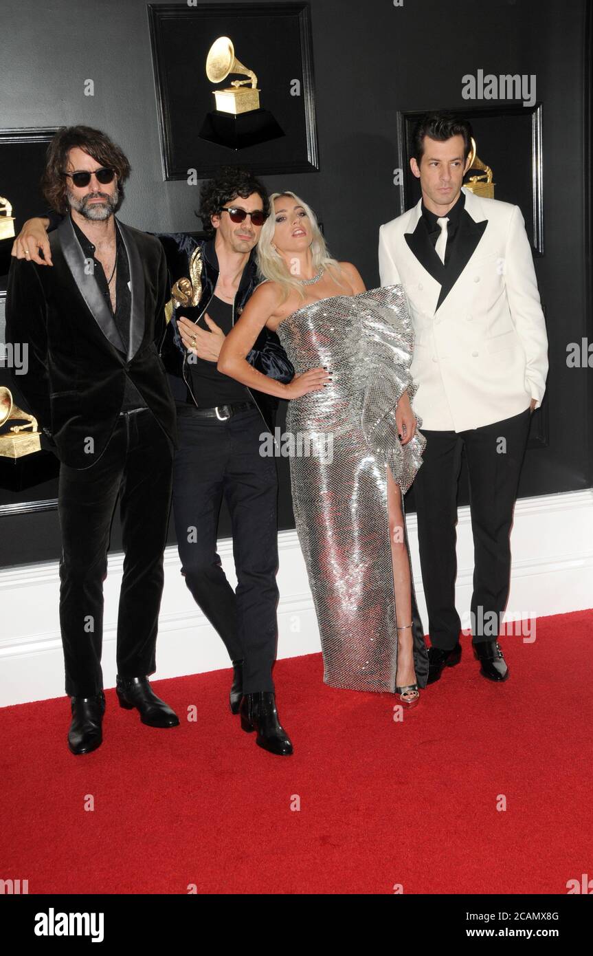 LOS ANGELES - FEB 10: Anthony Rossomando, Lady Gaga, Andrew Wyatt, Mark Ronson bei den 61. Grammy Awards im Staples Center am 10. Februar 2019 in Los Angeles, CA Stockfoto