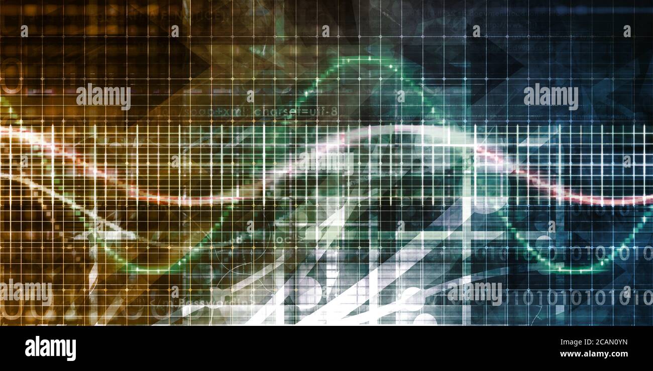 Abstrakte Technologie mit vernetzten Daten als Kunst Stockfoto