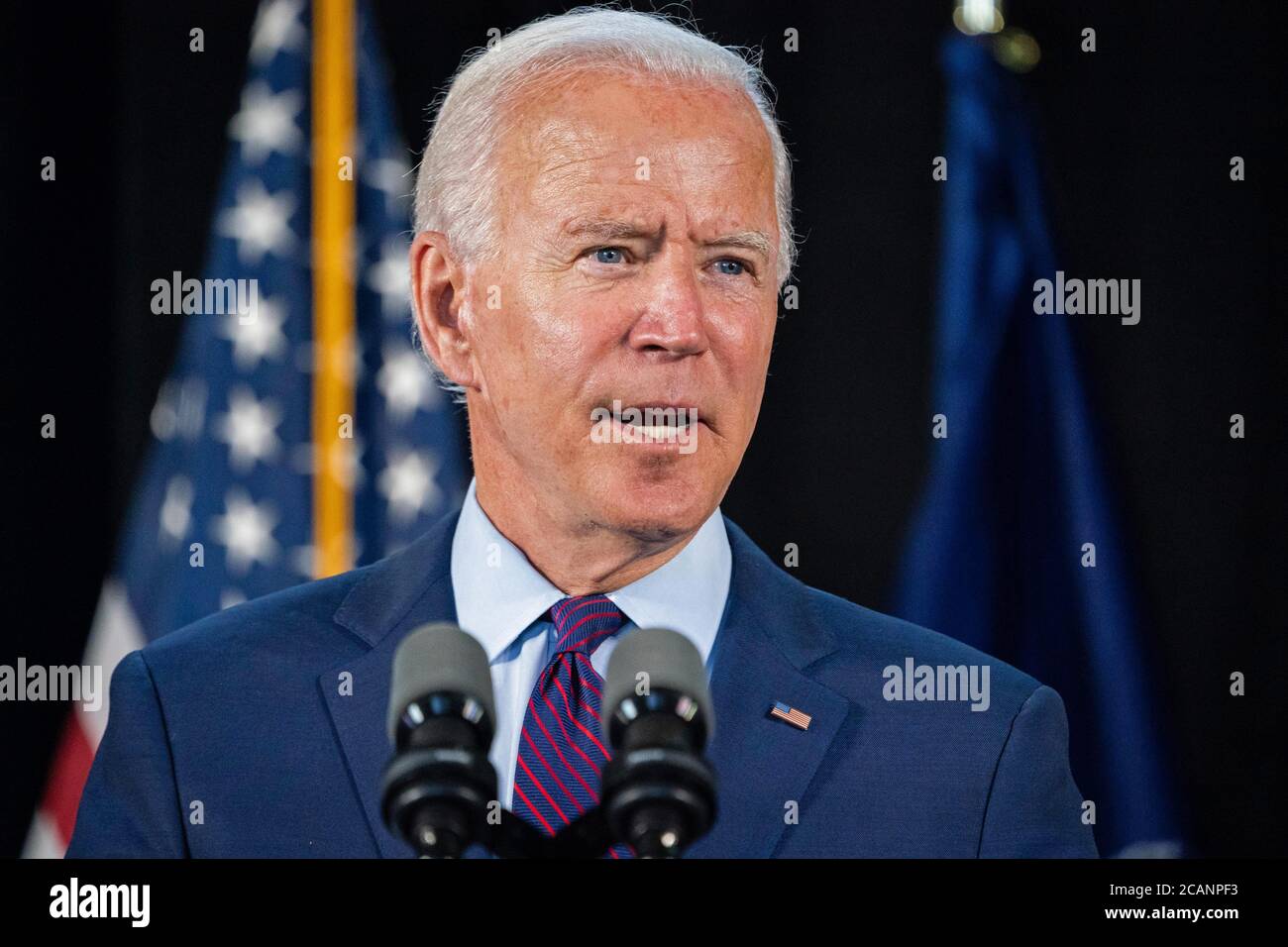 LANCASTER, PA, USA - 25. Juni 2020 - US-Präsidentschaftskandidat Joe Biden bei einer Diskussion mit lokalen Familien über den Schutz des Affordable Care Act - L Stockfoto