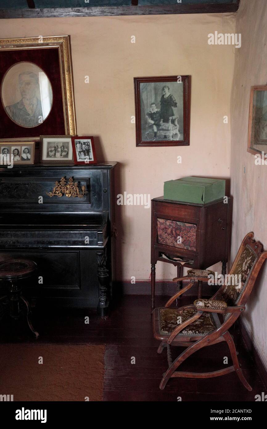 Innenansicht der Hacienda Tiliviche, ehemaliges Siedlerhaus und Museum, nördlich von Iquique, nördlich von Chile 15. Oktober 2017 Stockfoto