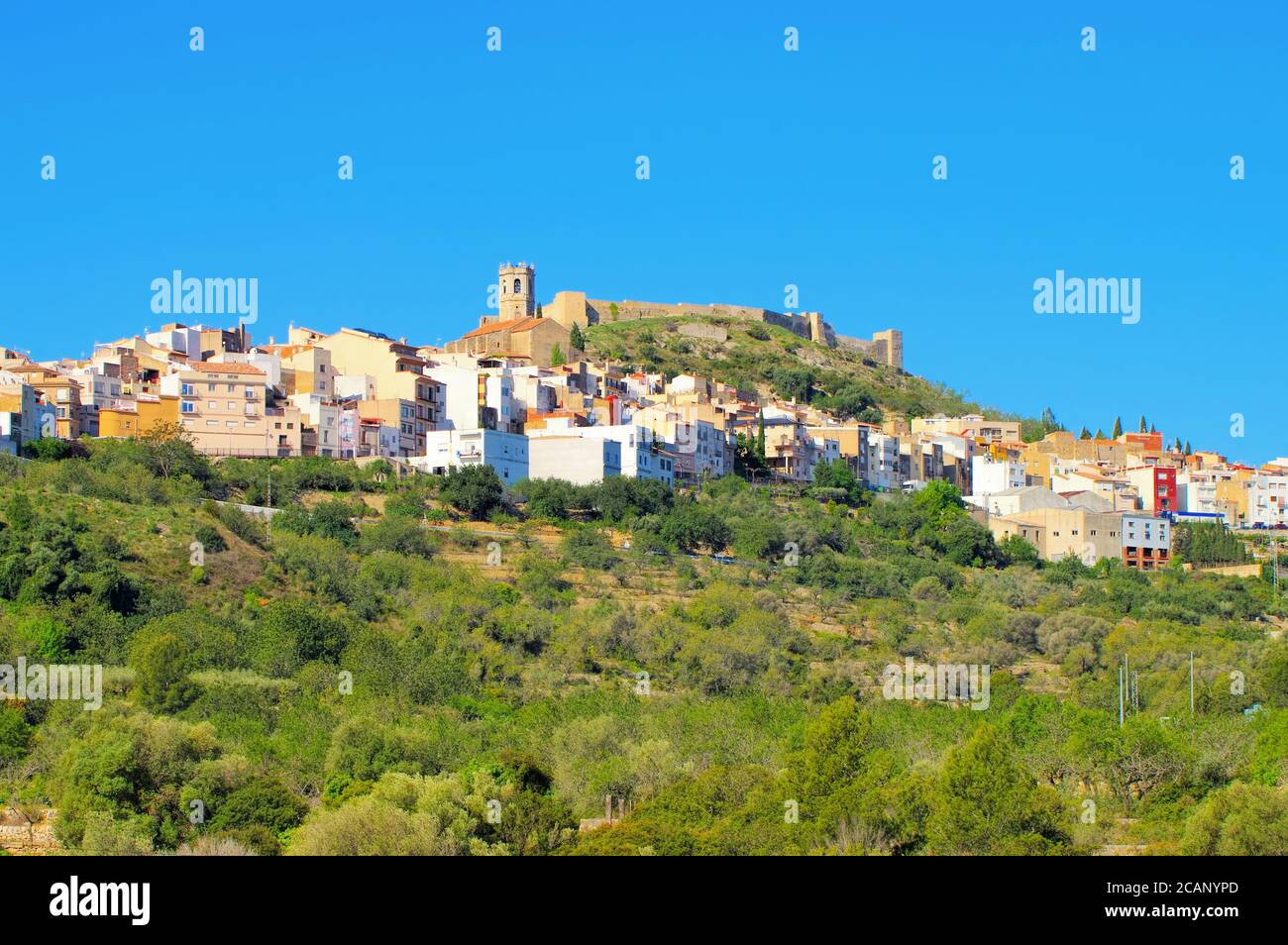 Die Altstadt von Cervera del Maestre und Schloss, Valencia in Spanien Stockfoto