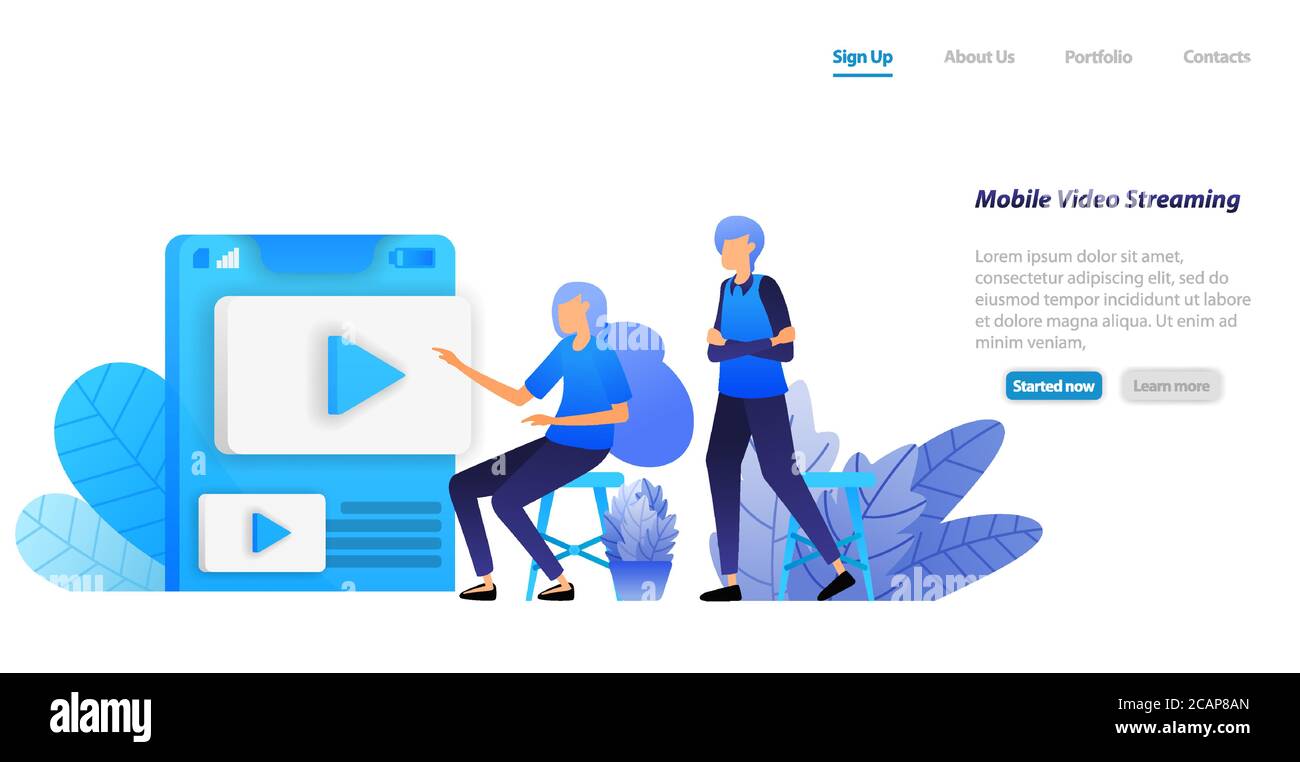 Online mobile Video-Sharing und Streaming-Apps. Menschen wählen Videos Influencer zu spielen und zu beobachten. vektor-Illustration Konzept für Landing Page, Web, Stock Vektor