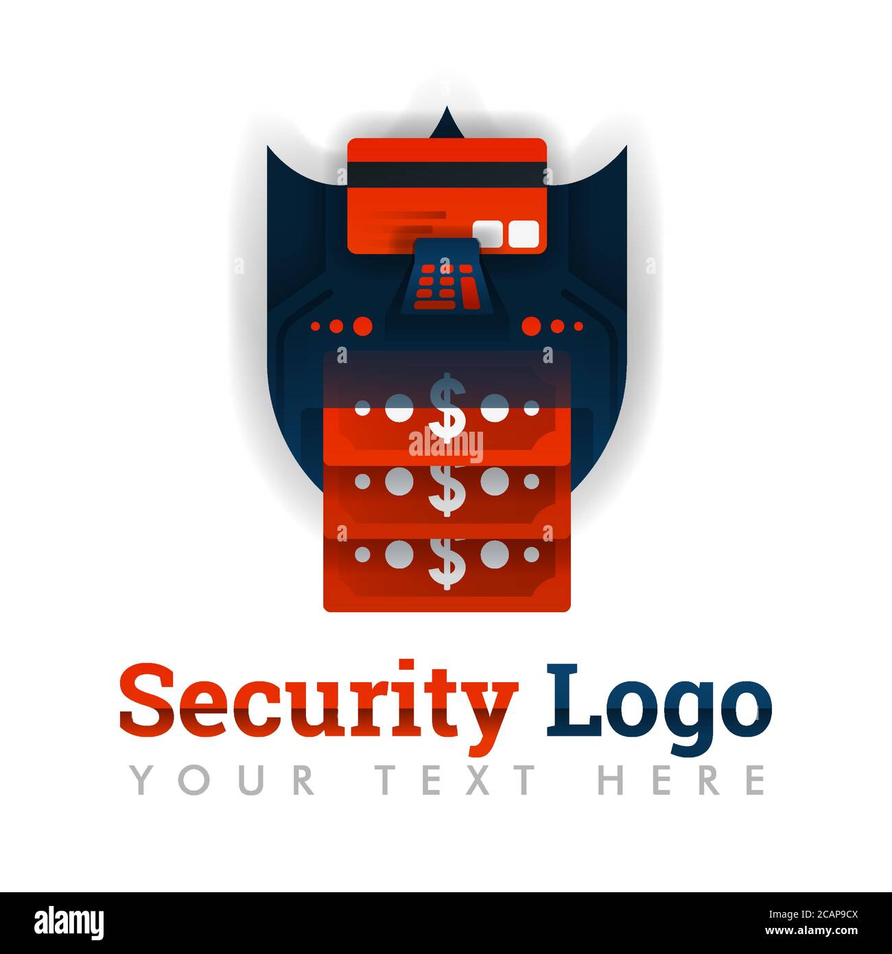 Sicherheitslogo-Vorlage zum Schutz von Transaktionen, Geldauszahlungen, Geldautomaten, Online, Mobile Banking, Peer-to-Peer, Blockchain, Banking, Kreditkarte Stock Vektor