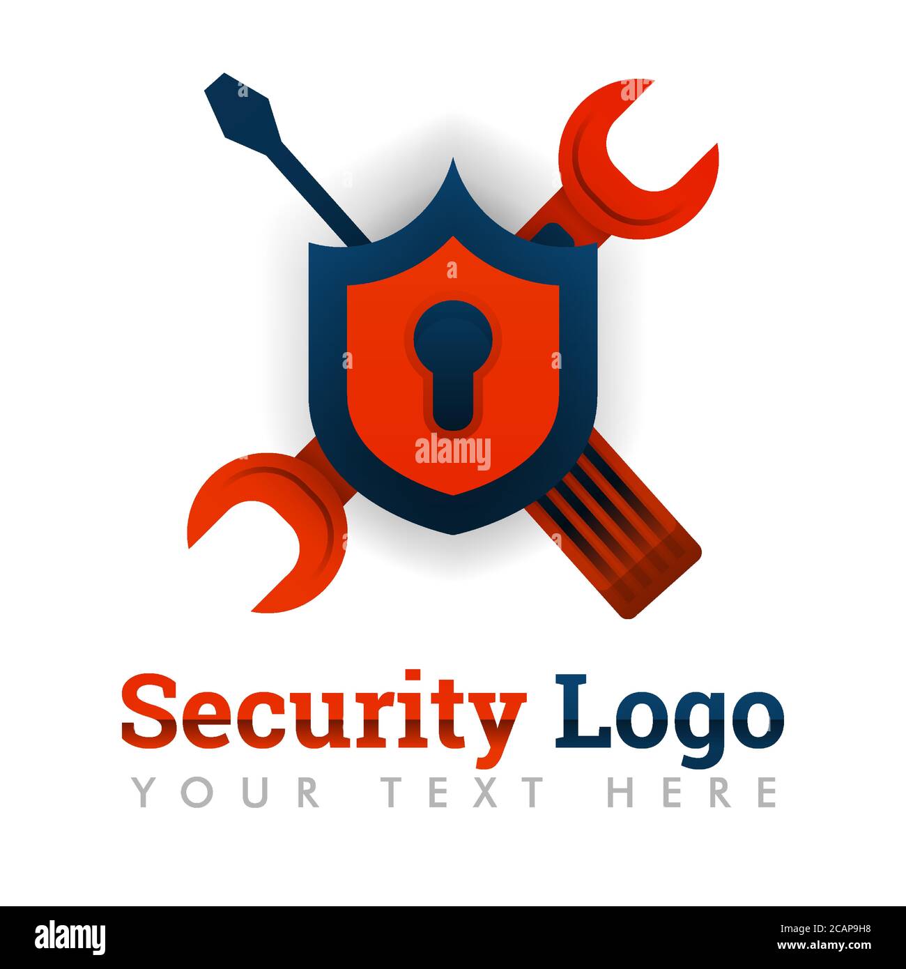 Sicherheits-Logo-Vorlage für Reparatur, Wartung, Upgrade, Software-Industrie, Fehler, Bugs, Technologie, Internet, Online, digitale Industrie, Web-Design Stock Vektor