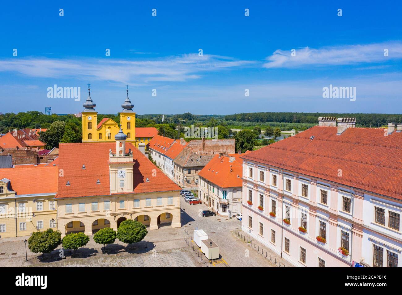 Platz der Heiligen dreifaltigkeit in Tvrdja, alte historische Stadt Osijek, Kroatien Stockfoto