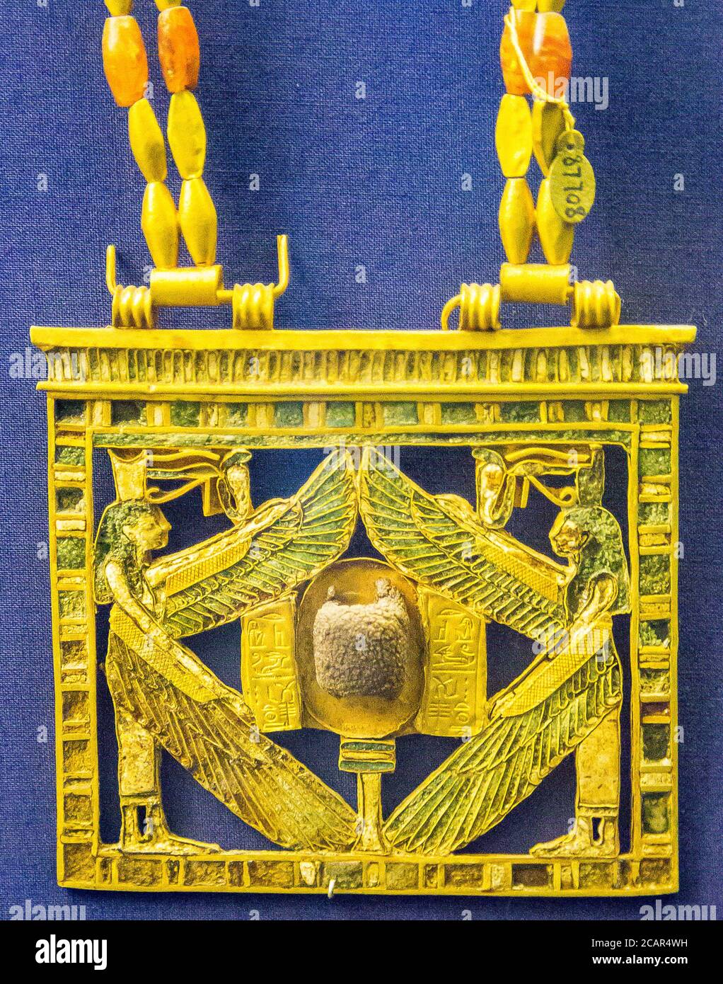 Ägypten, Kairo, Ägyptisches Museum, Schmuck in der königlichen Nekropole von Tanis gefunden, Begräbnis von Wendjebauendjed : Brustpylon. Stockfoto