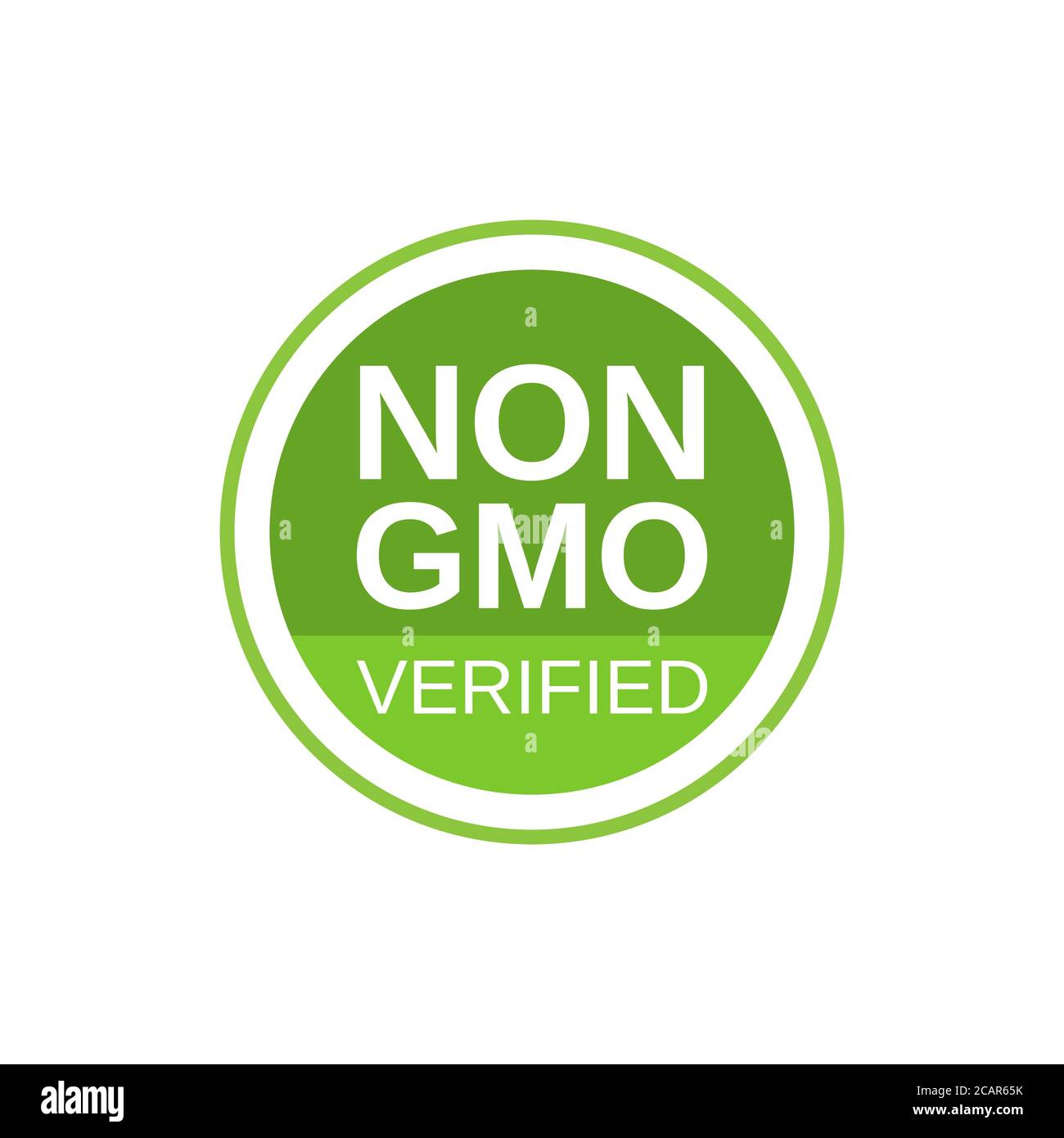 Nicht GVO-geprüftes Etikett. GVO-freies Symbol. Kein GMO-Designelement für Etiketten, Produktverpackung, Lebensmittelsymbol, Embleme, Aufkleber. Gesunde Ernährung Konzept. Vektor-il Stock Vektor