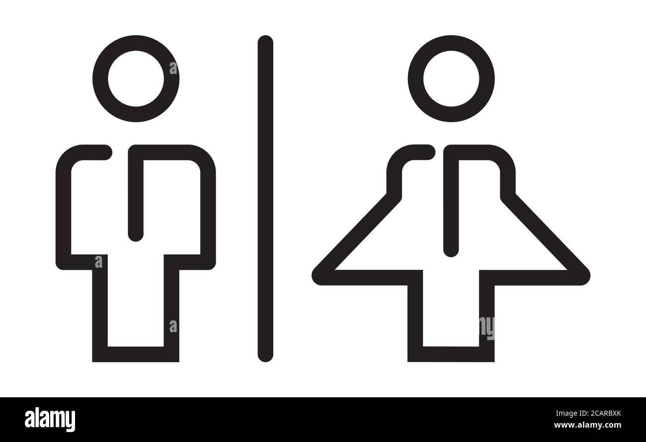 Symbol für die Toilette von Frauen und Männern. Damen- und Herrentoiletten. Vektor-Symbol des Badezimmers. Badezimmer für Herren. Damenbadezimmer. Stock Vektor