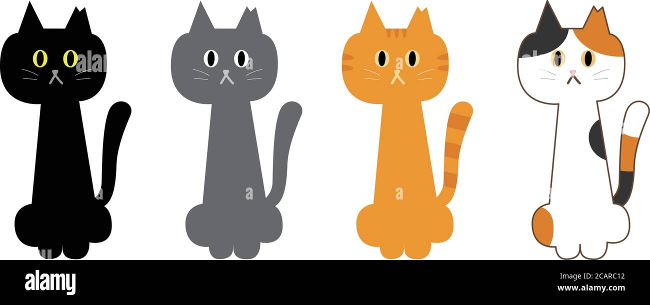 Cartoon Satz von Trap-Neutrum-Return-Katzen. Vektorgrafik isoliert auf weißem Hintergrund. Stock Vektor