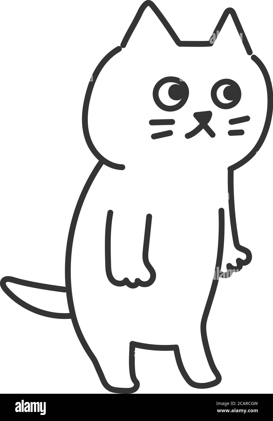 Weiße Katze steht auf zwei Beinen. Isoliert auf weißem Hintergrund. Stock Vektor