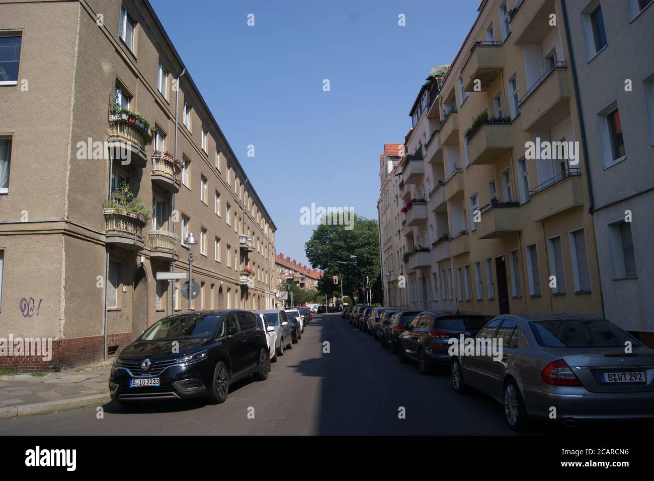 Dallgower Straße Ecke Wustermarker Straße in Berlin-Spandau, Blickrichtung Nord Stockfoto