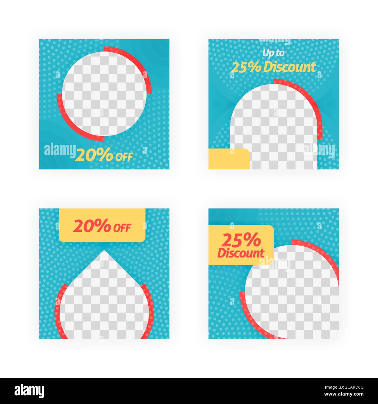 Social-Media-Post-Vorlagen für Rabatte, Verkäufe und Angebote. Online-Medien-Content-Aktionen und Marketing-Element. Quadratische Foto-Vorlage für Online-ein Stock Vektor